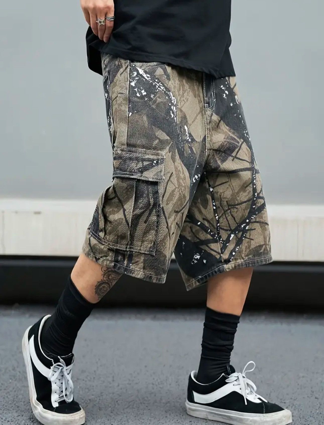 Designer × Vintage Camouflage Baggy Loose Streetwear Design Shorts Size US 30 / EU 46 - 1 Thumbnail