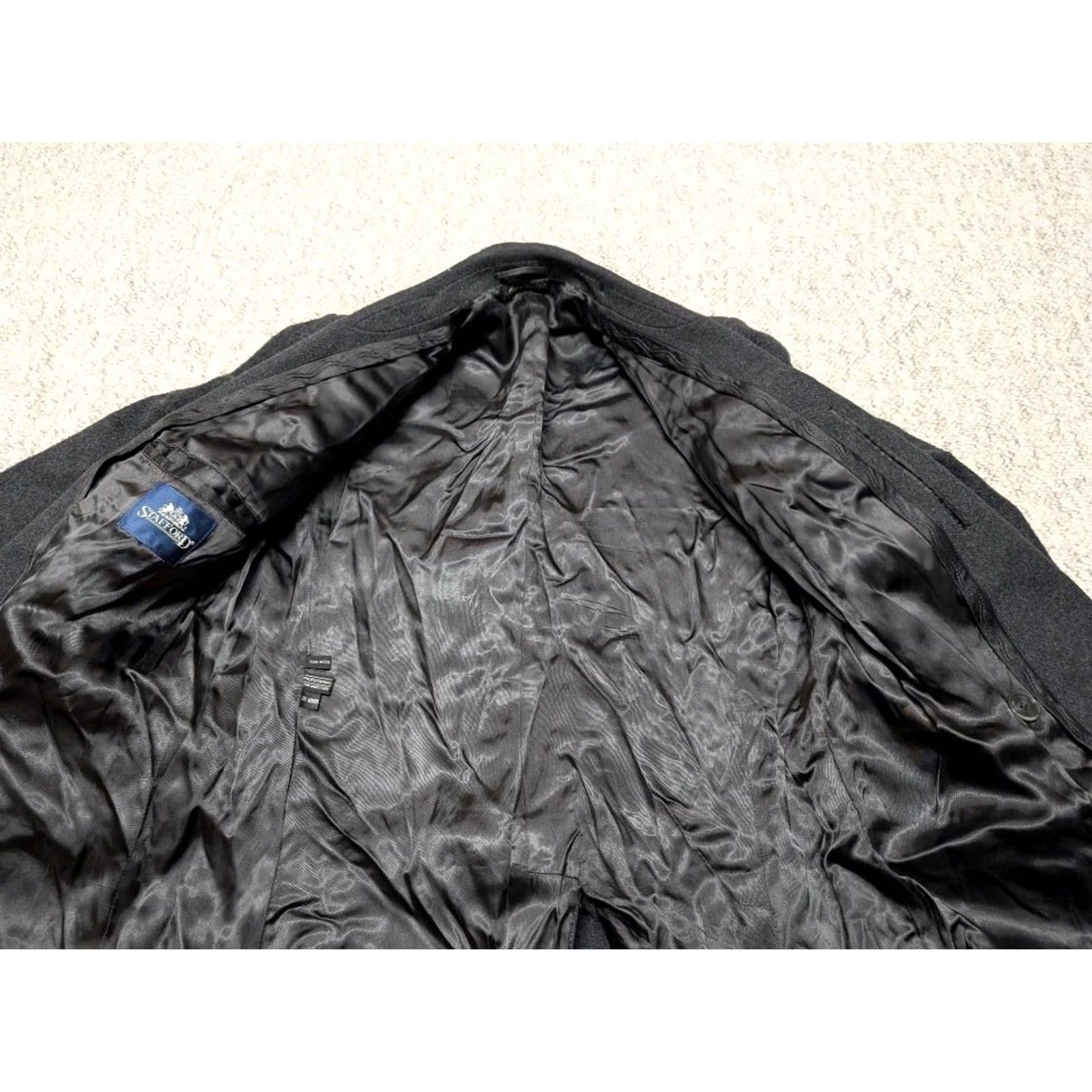 Stafford VINTAGE Stafford Overcoat Wool Black 40R Long Double Breasted Coat Mens XS? Size US M / EU 48-50 / 2 - 5 Thumbnail