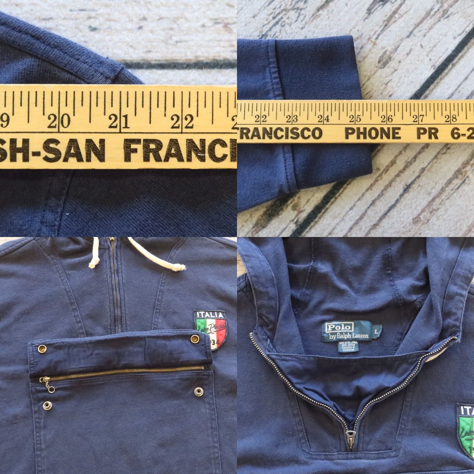 Polo Ralph Lauren VINTAGE Polo Ralph Lauren Italia Hoodie Sweatshirt Men L Blue Pullover 90s Size US L / EU 52-54 / 3 - 8 Thumbnail
