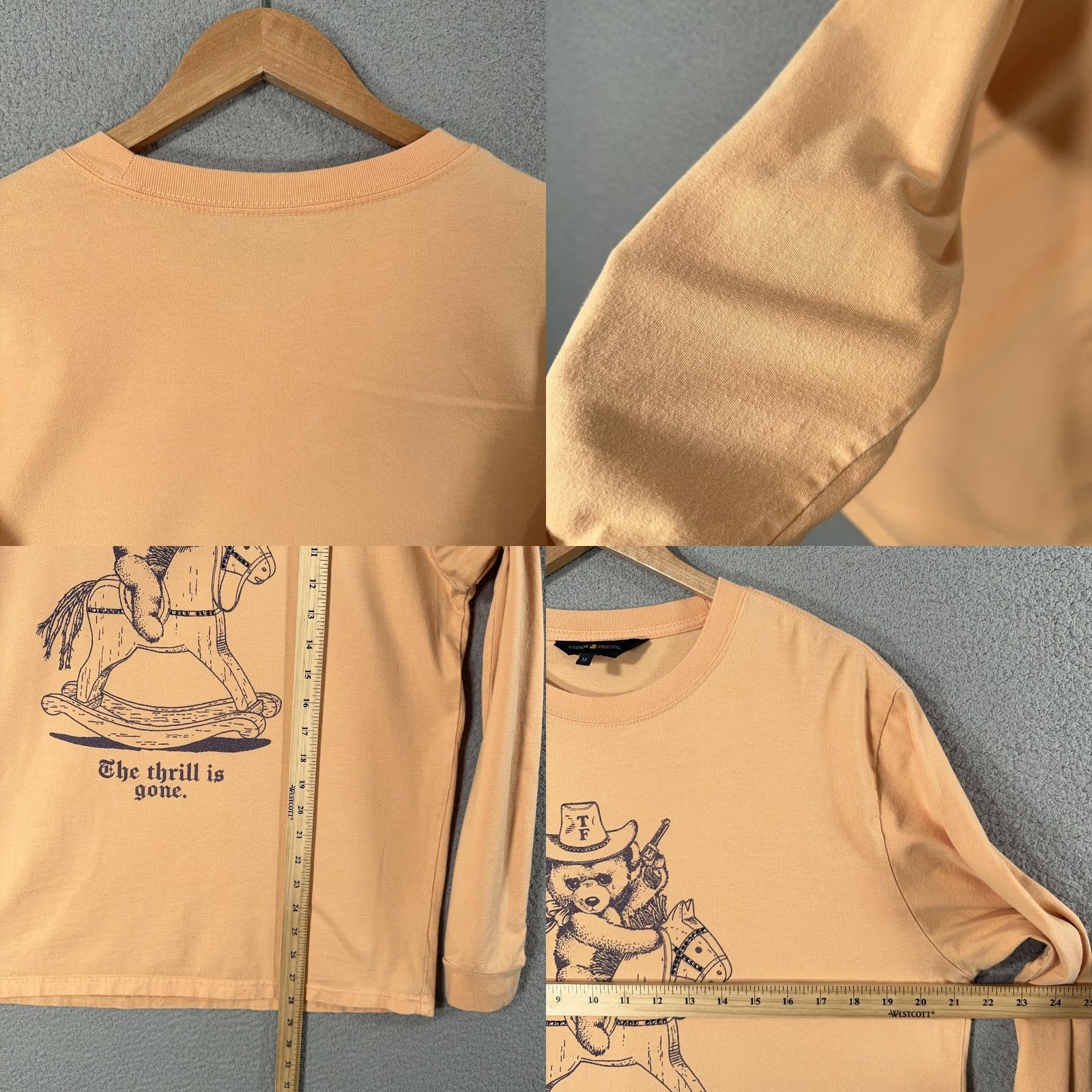 Teddy Fresh Teddy Fresh Shirt Mens Medium Cowboy Teddy Bear Thrill Is Gone Long Sleeve Tee Size US M / EU 48-50 / 2 - 8 Thumbnail