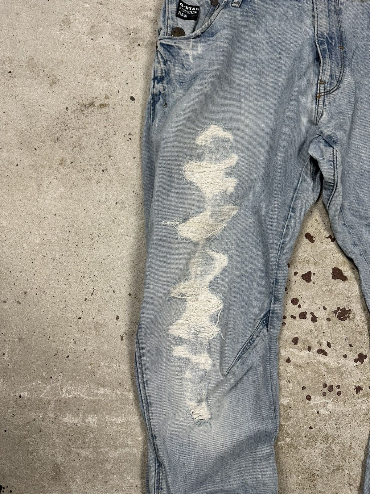 G-Star Vintage Y2K G Star Raw Distressed Blue Loose Tapered Size US 30 / EU 46 - 5 Thumbnail