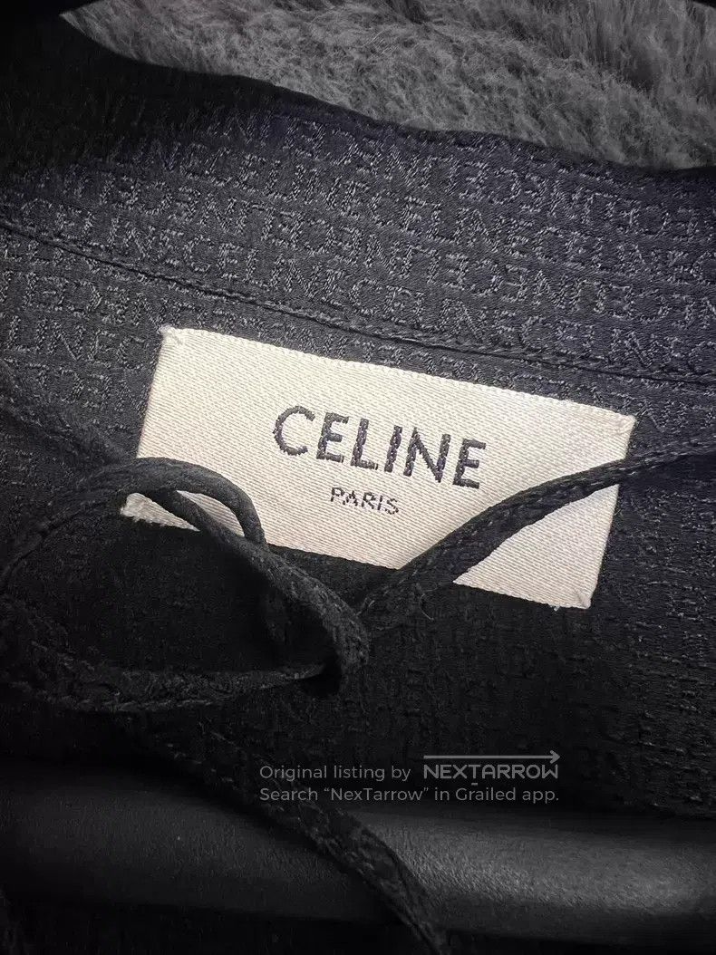 Celine CELINE Triumph Arch Pendant Logo Printed Glossy Black Silk Size XS / US 0-2 / IT 36-38 - 3 Thumbnail