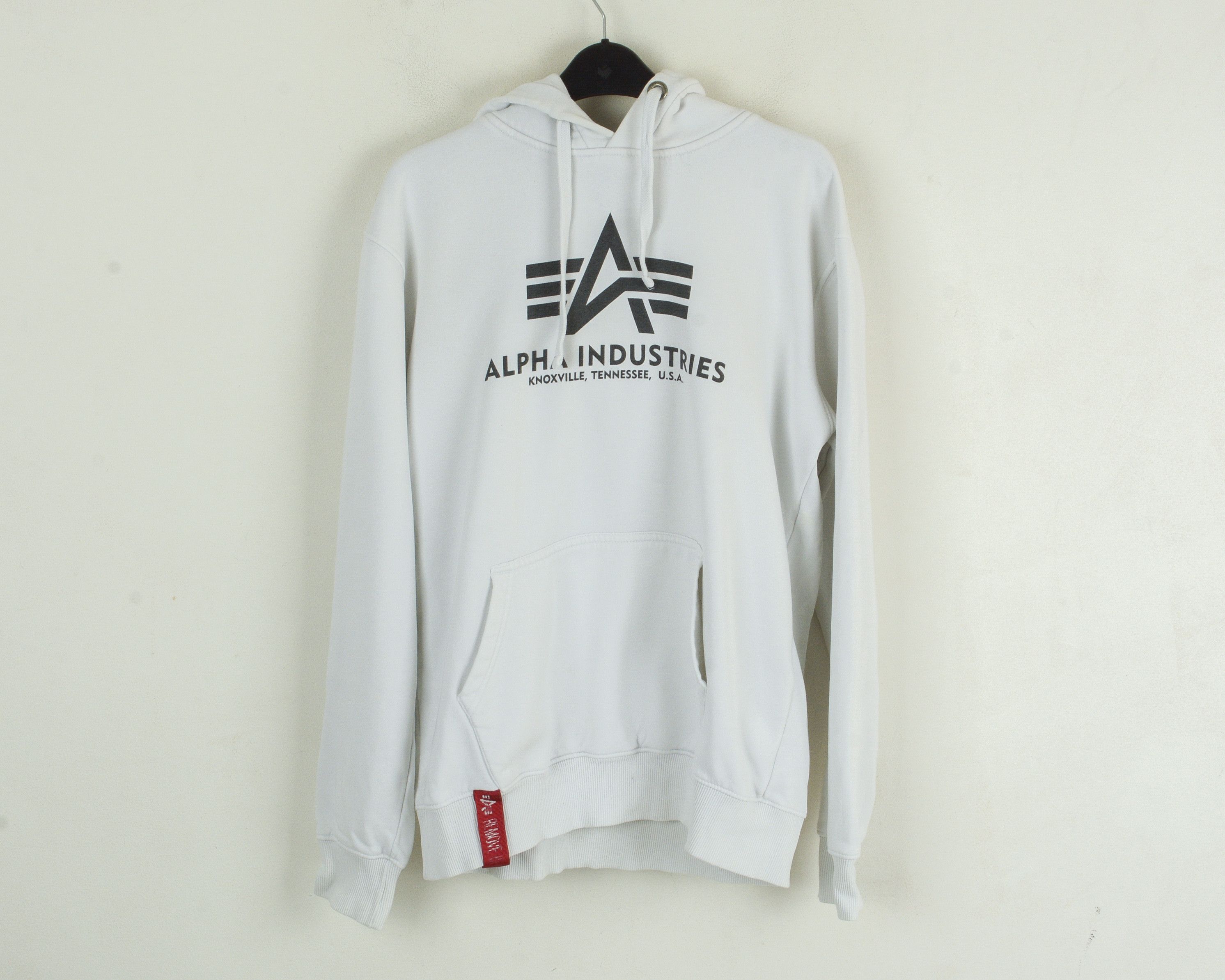 Alpha Industries M Hoodie Jumper White Logo Print Sweatshirt Sweater Cotton Size US M / EU 48-50 / 2 - 1 Thumbnail