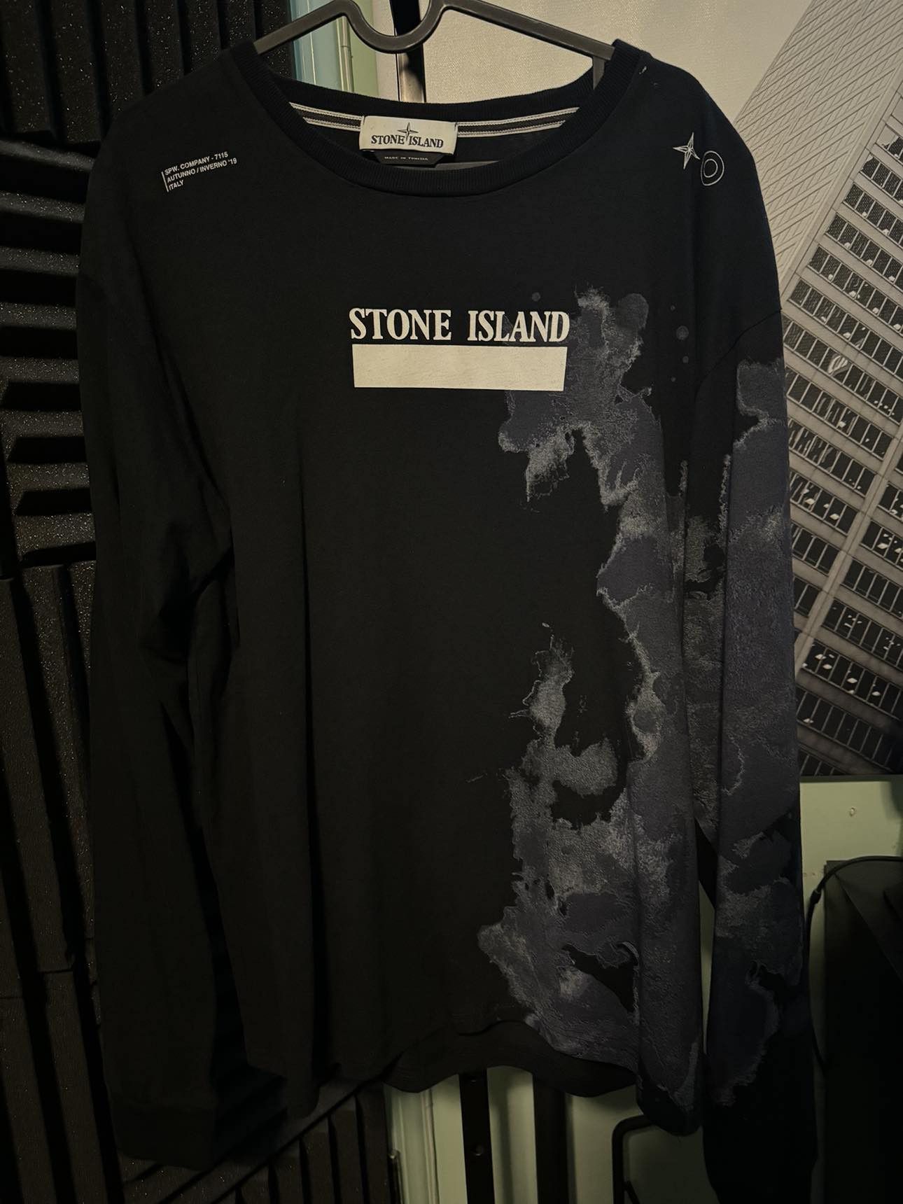 Image of Stone Island 'graphic Nine' Long Sleeve T Shirt Black , Men's (Size 2XL)