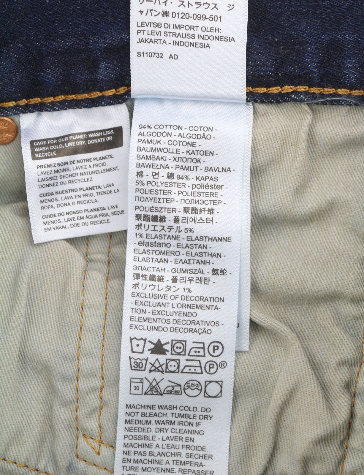 Levi's 501 W33/L30 Straight Stretch Faded Blue Jeans 87064 Size US 33 - 8 Thumbnail