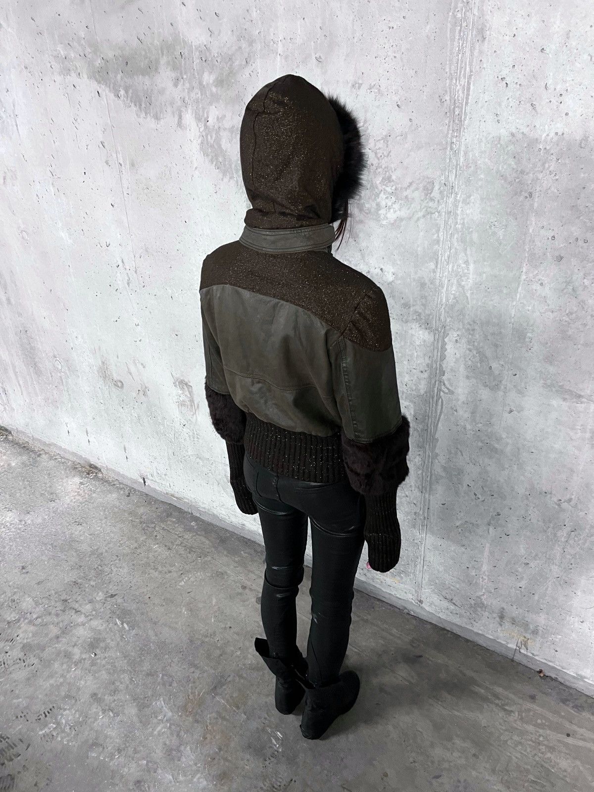 If Six Was Nine Made in Italy Genuine Leather Faux Fur Hood Vintage Jacket Size M / US 6-8 / IT 42-44 - 8 Thumbnail