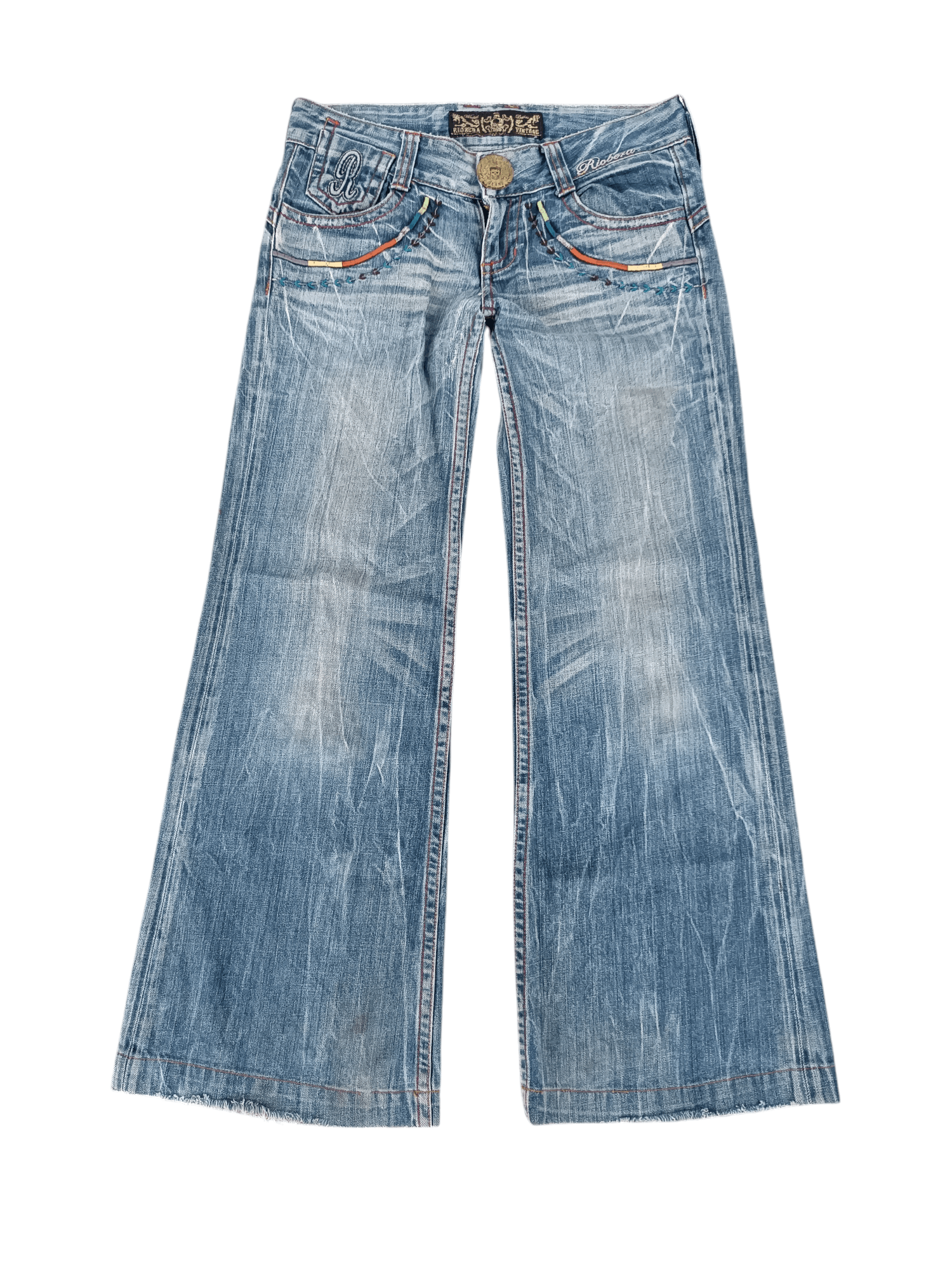 Other 🇯🇵 RIOBERIO SUPER FLARED EMBROIDERED DENIM PANTS Size US 30 / EU 46 - 7 Thumbnail