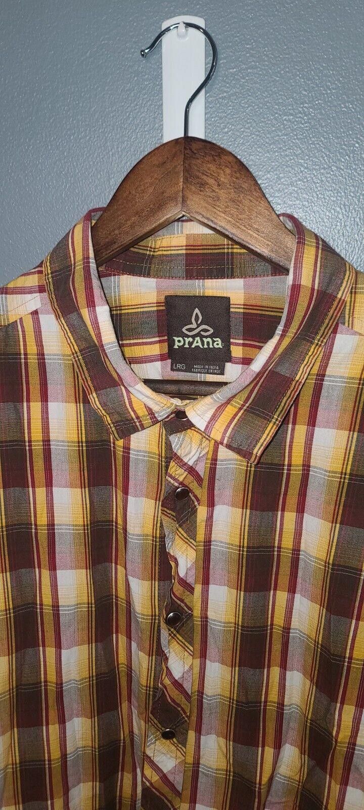 Prana Prana Shirt Men's Large Snap Button Up Plaid Short Sleeve Size US L / EU 52-54 / 3 - 3 Thumbnail