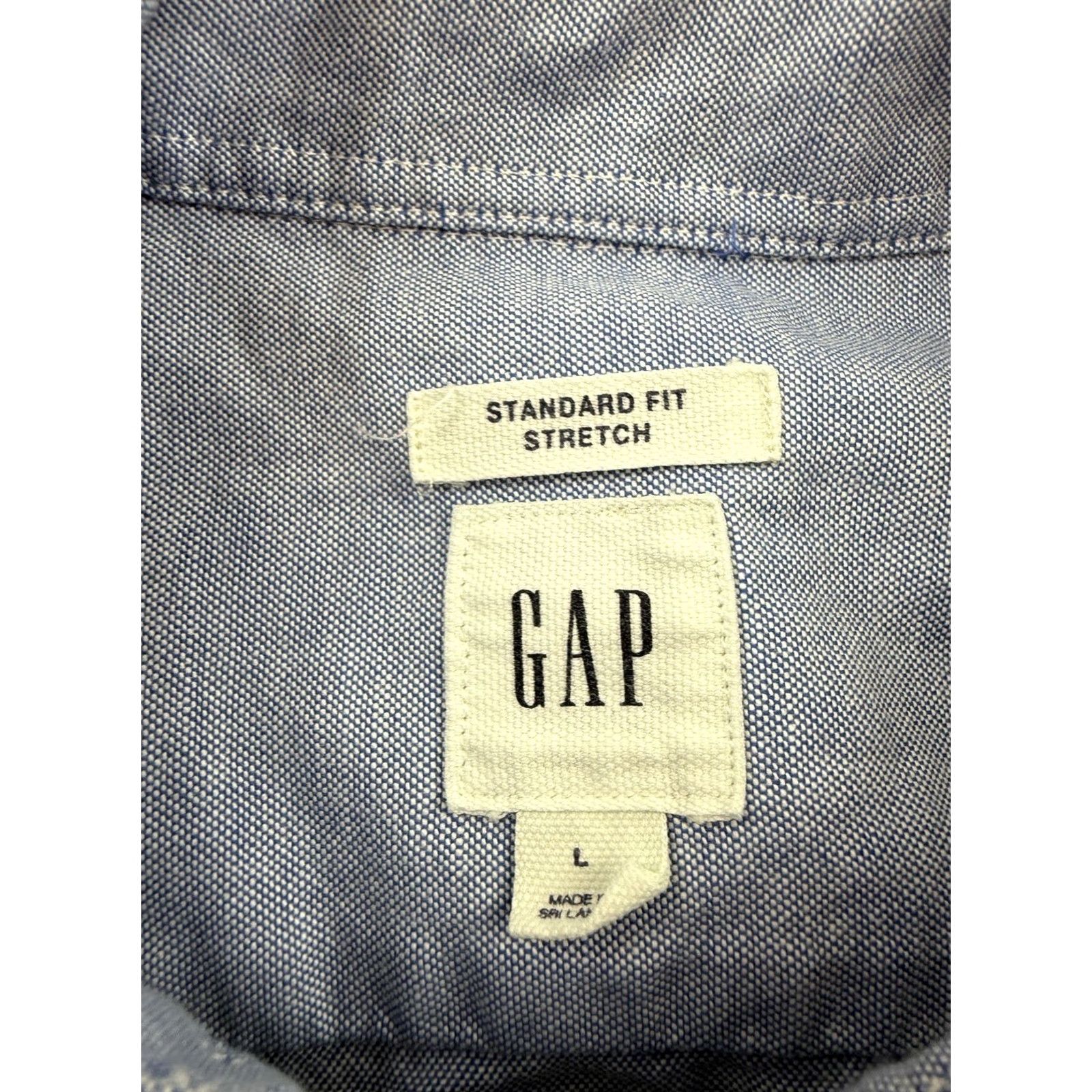 Gap Gap Shirt Mens Large Blue Chambray Long Sleeve Button Front Standard Fit Stretch Size US L / EU 52-54 / 3 - 4 Thumbnail