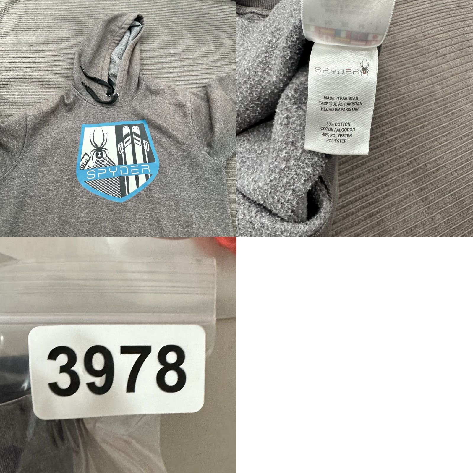 Spyder Spyder Hoodie Mens Medium Gray Cotton Fleece Pullover Hooded Logo Graphic Print Outdoor Sweatshirt Size US M / EU 48-50 / 2 - 8 Thumbnail