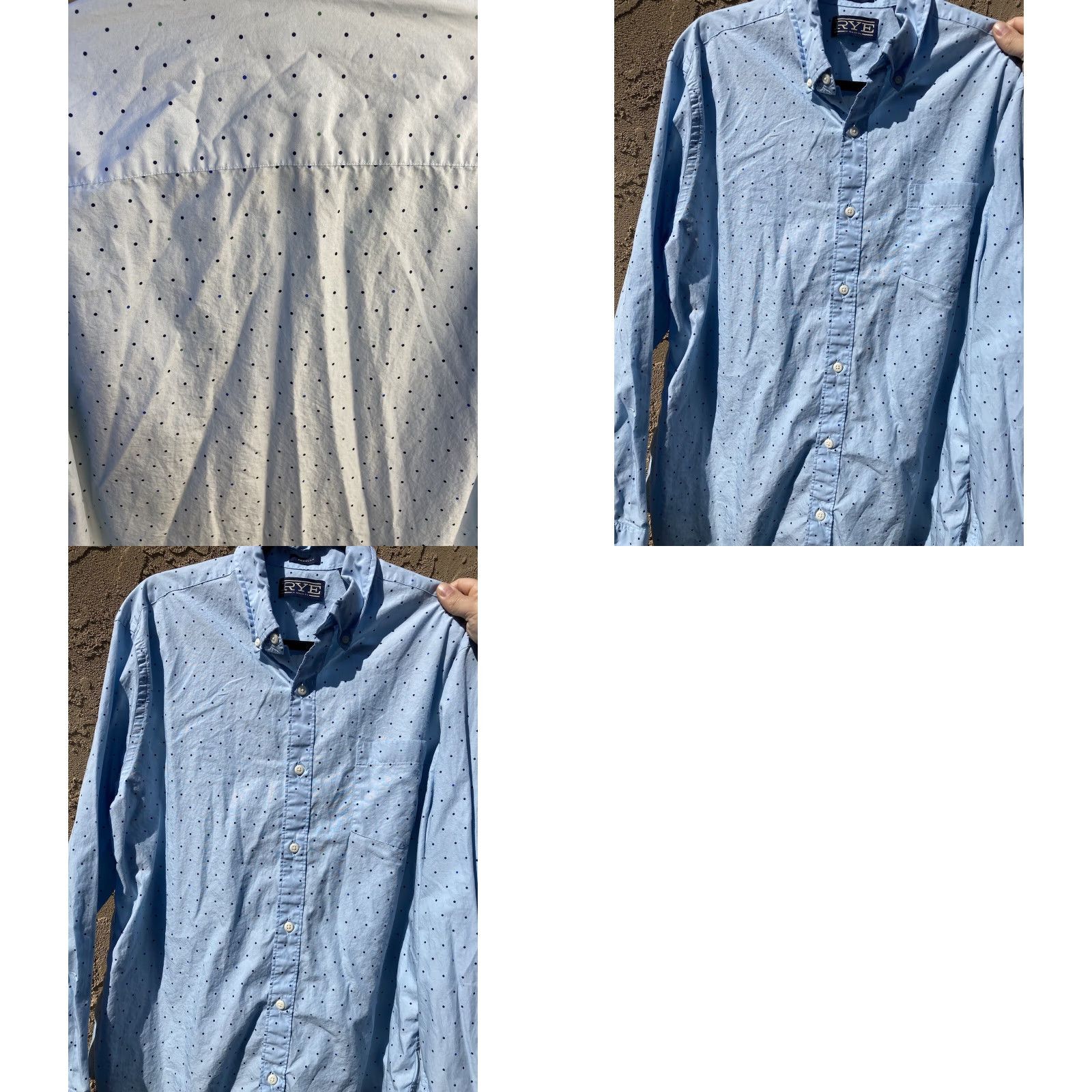 Vintage Hawker Rye Button-Up Shirt Blue Polka Dot XL Short Regular Fit Mens Size US XL / EU 56 / 4 - 8 Thumbnail