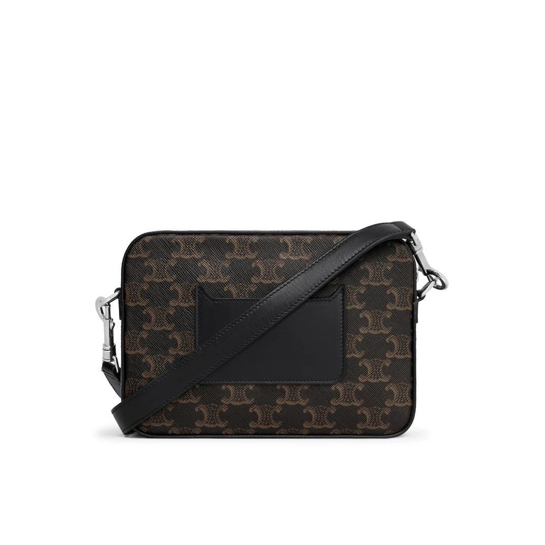 Celine CELINE $1550 Black Triomphe Canvas And Leather Small Messeng Size ONE SIZE - 3 Thumbnail
