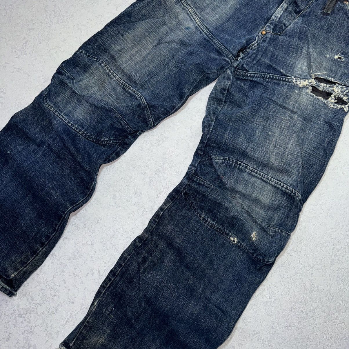 G-Star Vintage G Star Raw Elwood Workwear Distressed Jeans Leather Size US 31 - 3 Thumbnail