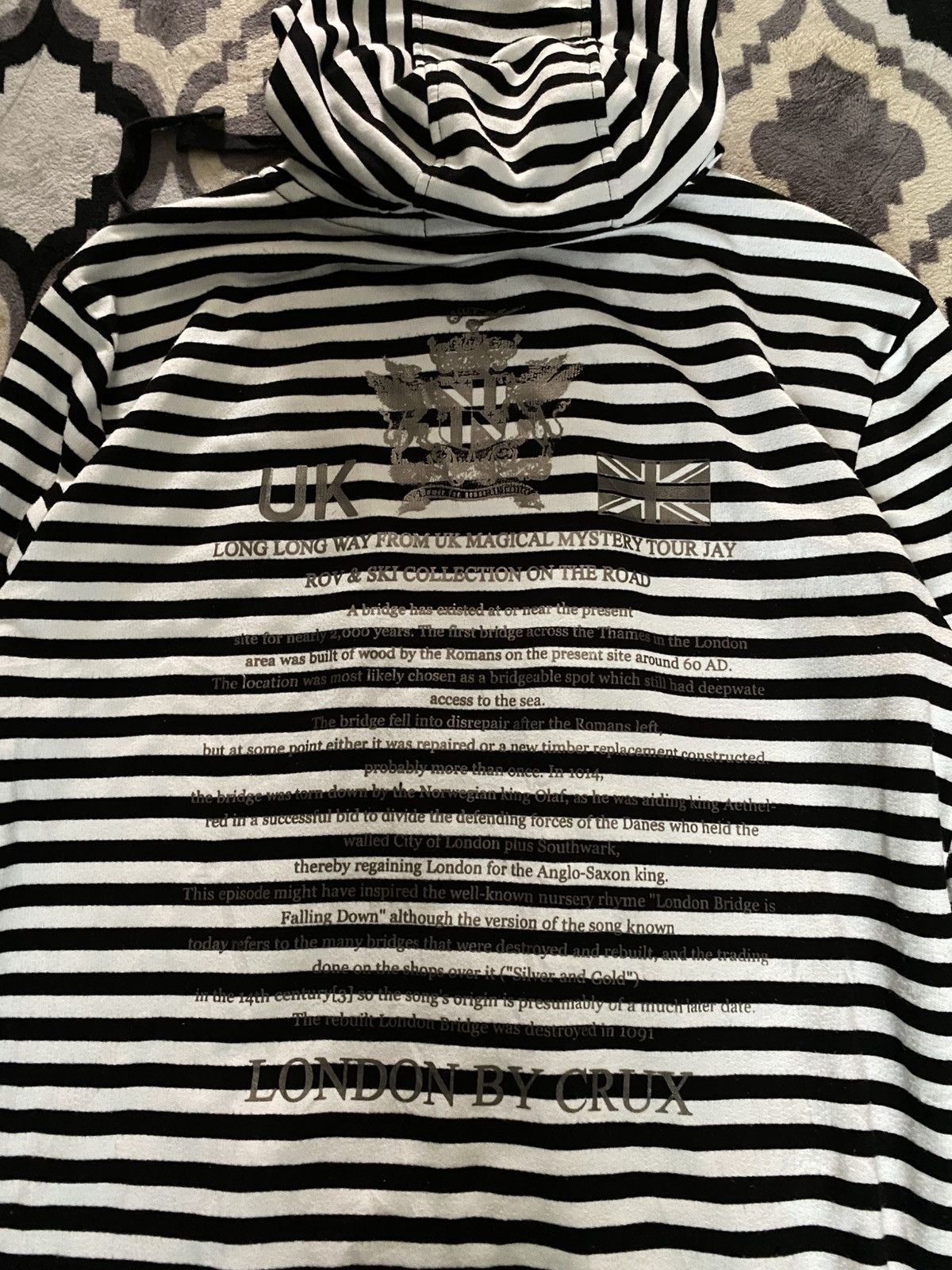 If Six Was Nine × Japanese Brand × Le Grande Bleu (L.G.B.) London crux poem striped hoodie Size US L / EU 52-54 / 3 - 4 Thumbnail