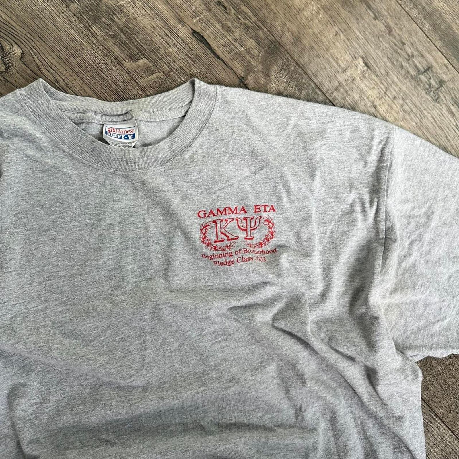Vintage Vintage Y2K Frat Fraternity Gamma Graphic Hanes Beefy Shirt Size US XXL / EU 58 / 5 - 1 Thumbnail