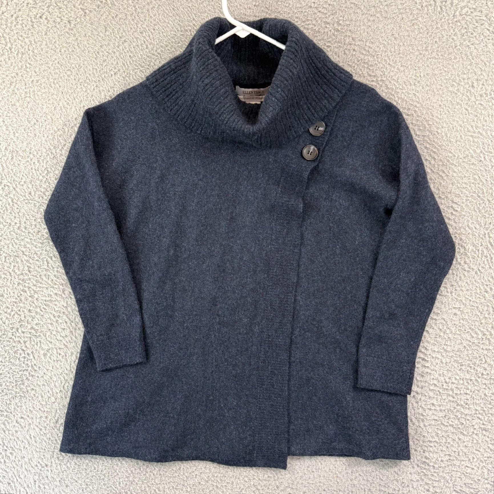 Ellen Tracy Ellen Tracy Sweater Women Medium Oversize Blue Long Sleeve Merino Wool Cowl Neck Size M / US 6-8 / IT 42-44 - 2 Thumbnail