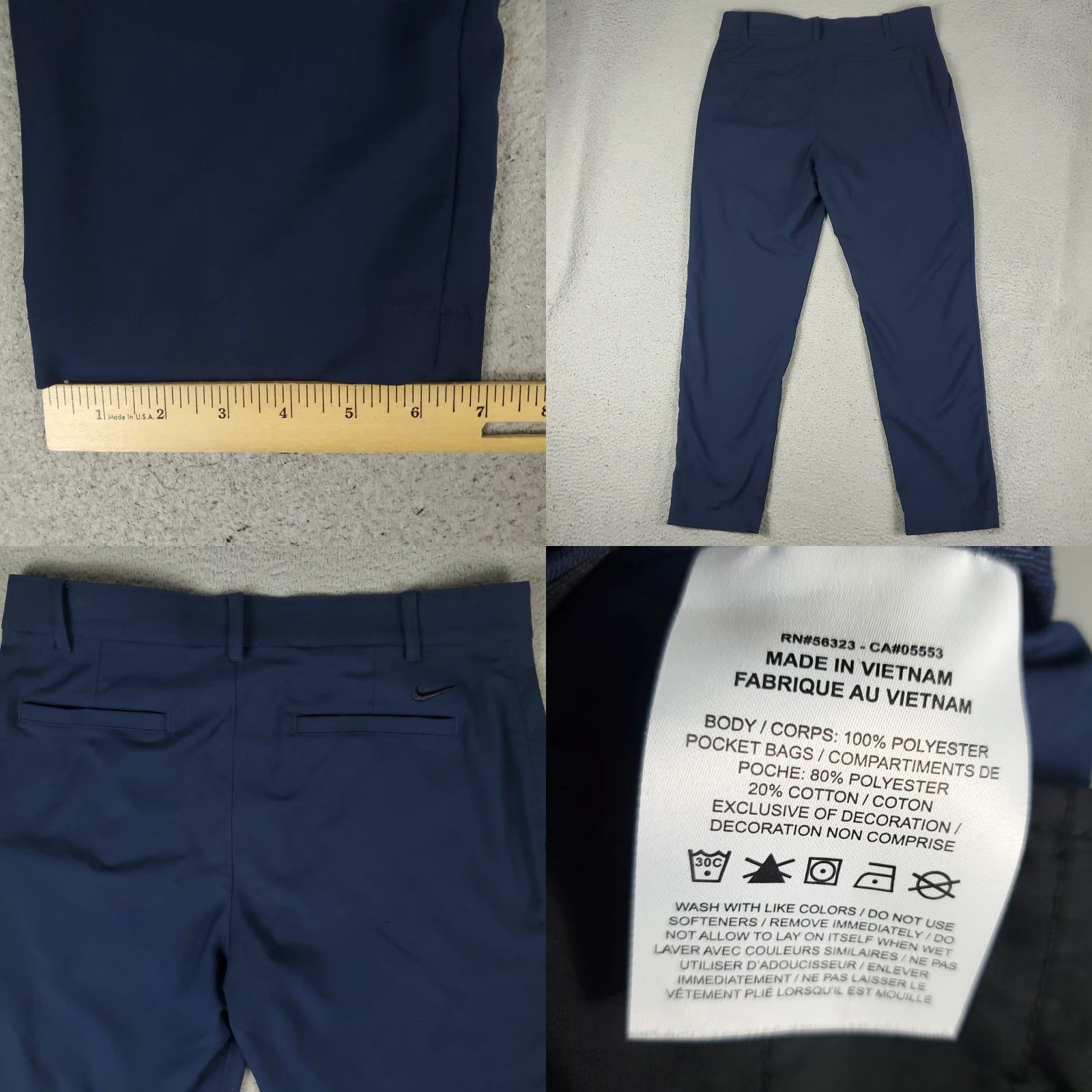 Nike Nike Pants Mens 35x30 Blue Fit Dri Fit Golf Flat Front Chino Trousers Size US 35 - 8 Thumbnail