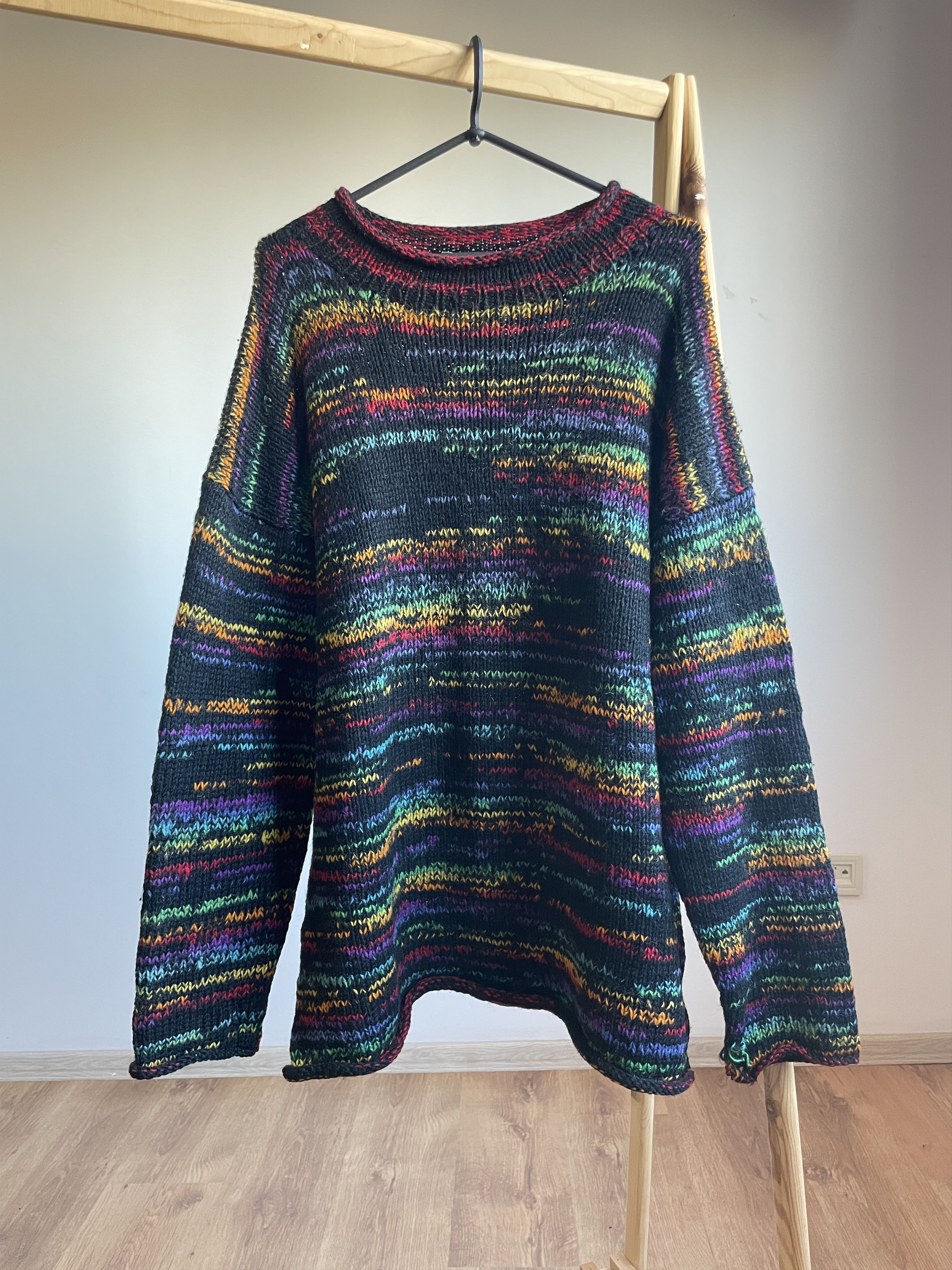 Handmade Vintage 90's Heavy Knit Handmade In Nepal Coloured Sweater Size US L / EU 52-54 / 3 - 1 Thumbnail