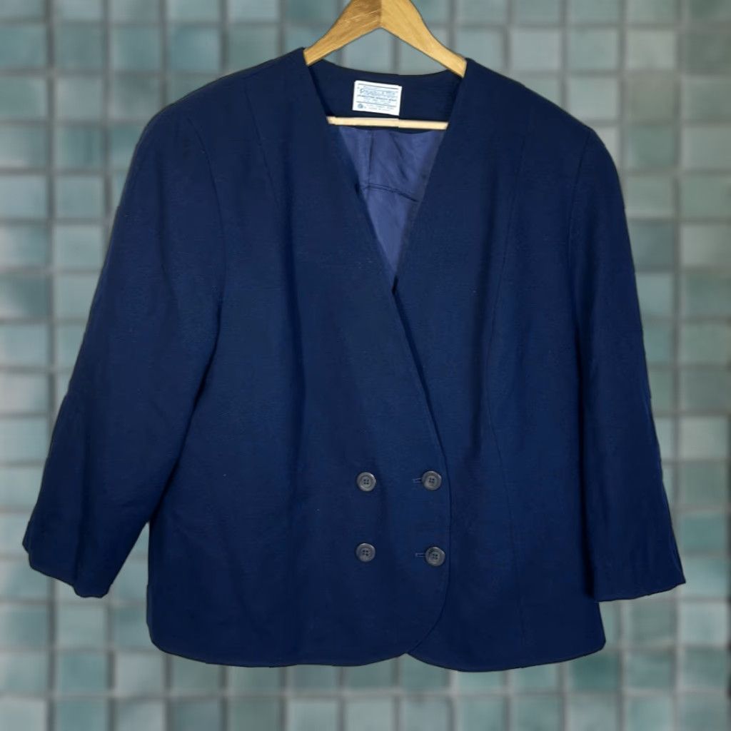 Pendleton VINTAGE Pendleton Blue Virgin Wool Blazer Jacket Made In USA Shoulder Pads Womens 22 Plus Blue Jacket Size 3XL / US 20-22 - 1 Thumbnail