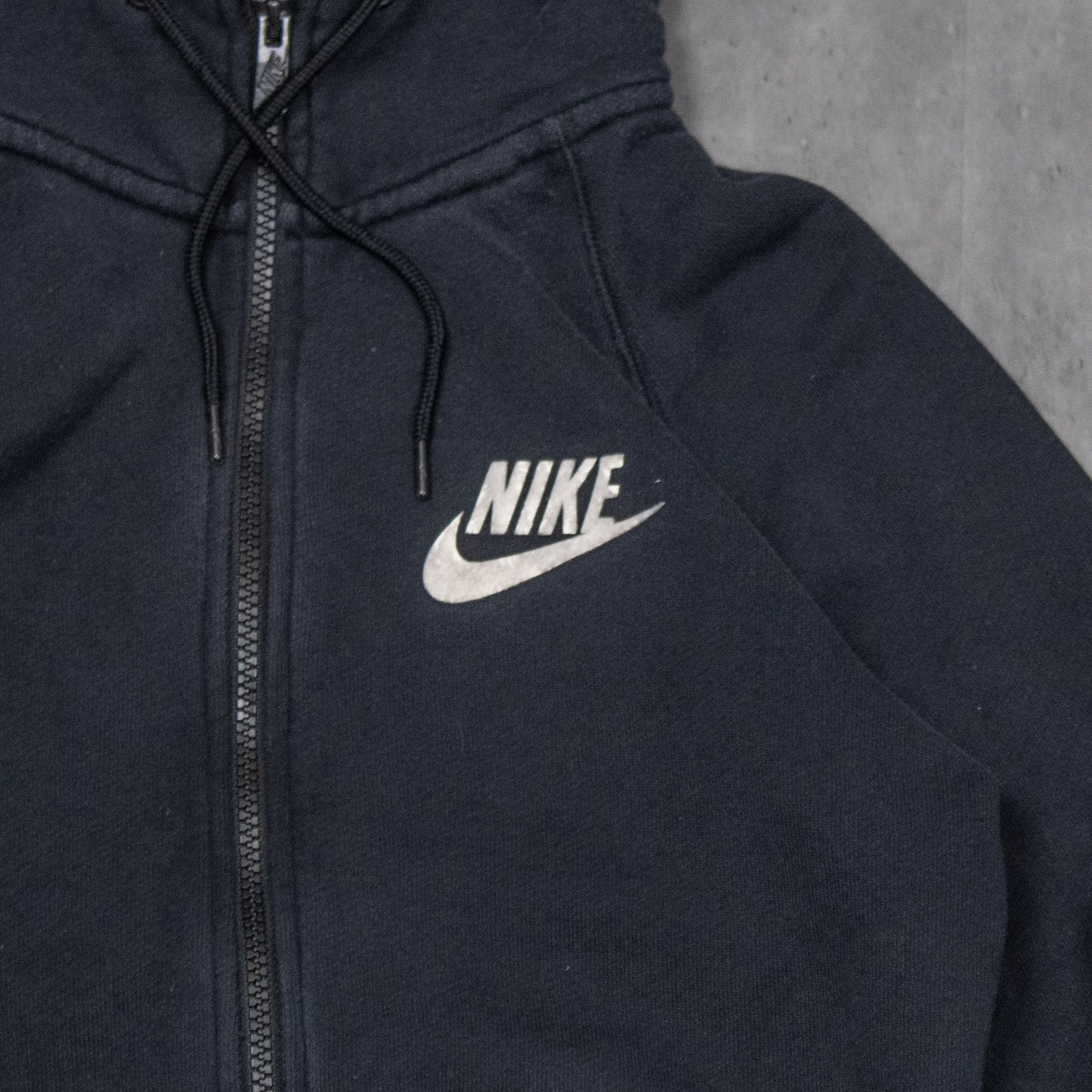 Nike Y2K 2000's 00's Nike Grey Tag Black Big Logo Zip Up Hoodie Size US M / EU 48-50 / 2 - 5 Thumbnail