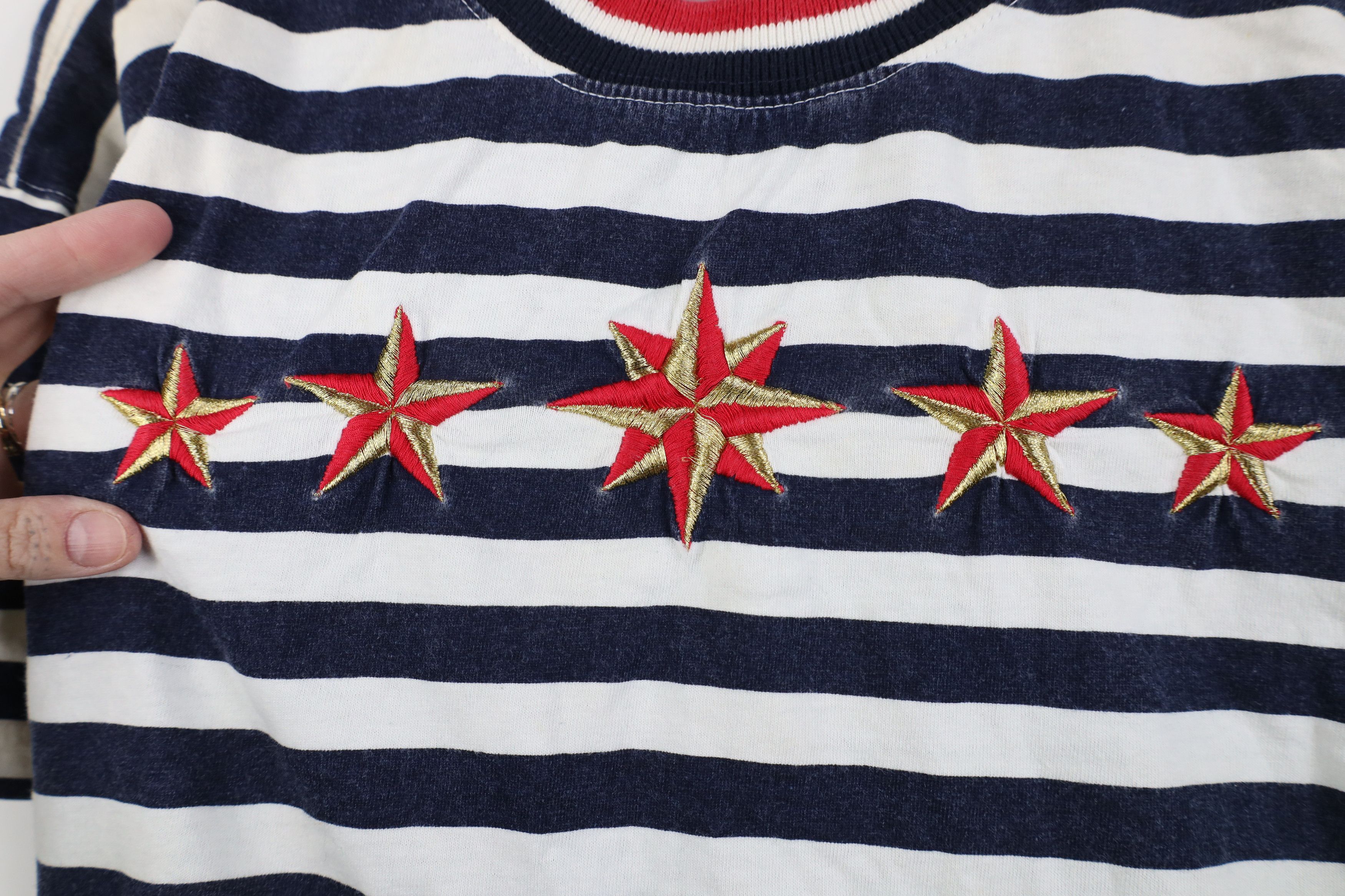 Vintage Vintage 90s Streetwear Striped Star Short Sleeve T-Shirt Size L / US 10 / IT 46 - 7 Thumbnail