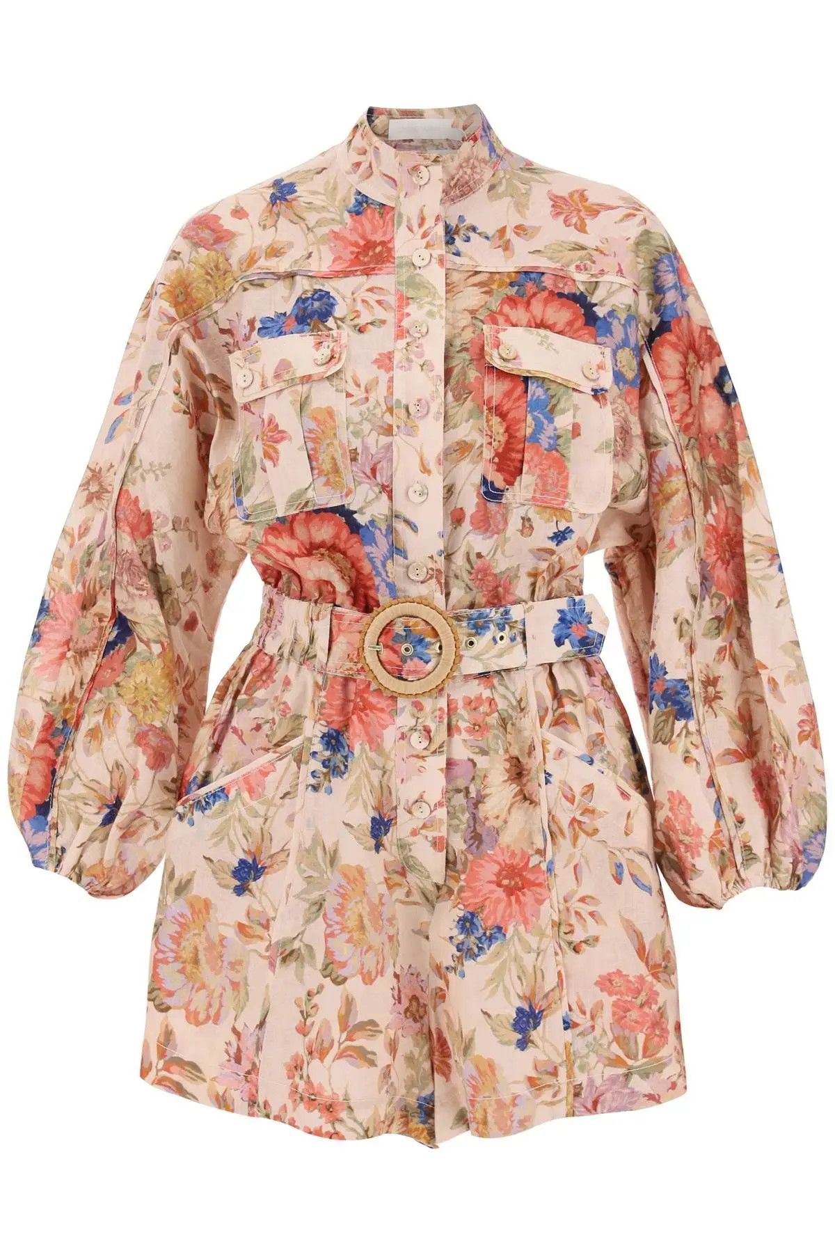 image of Zimmermann O1S22I1N1223 August Linen Playsuit In Beige, Women's (Size 24)