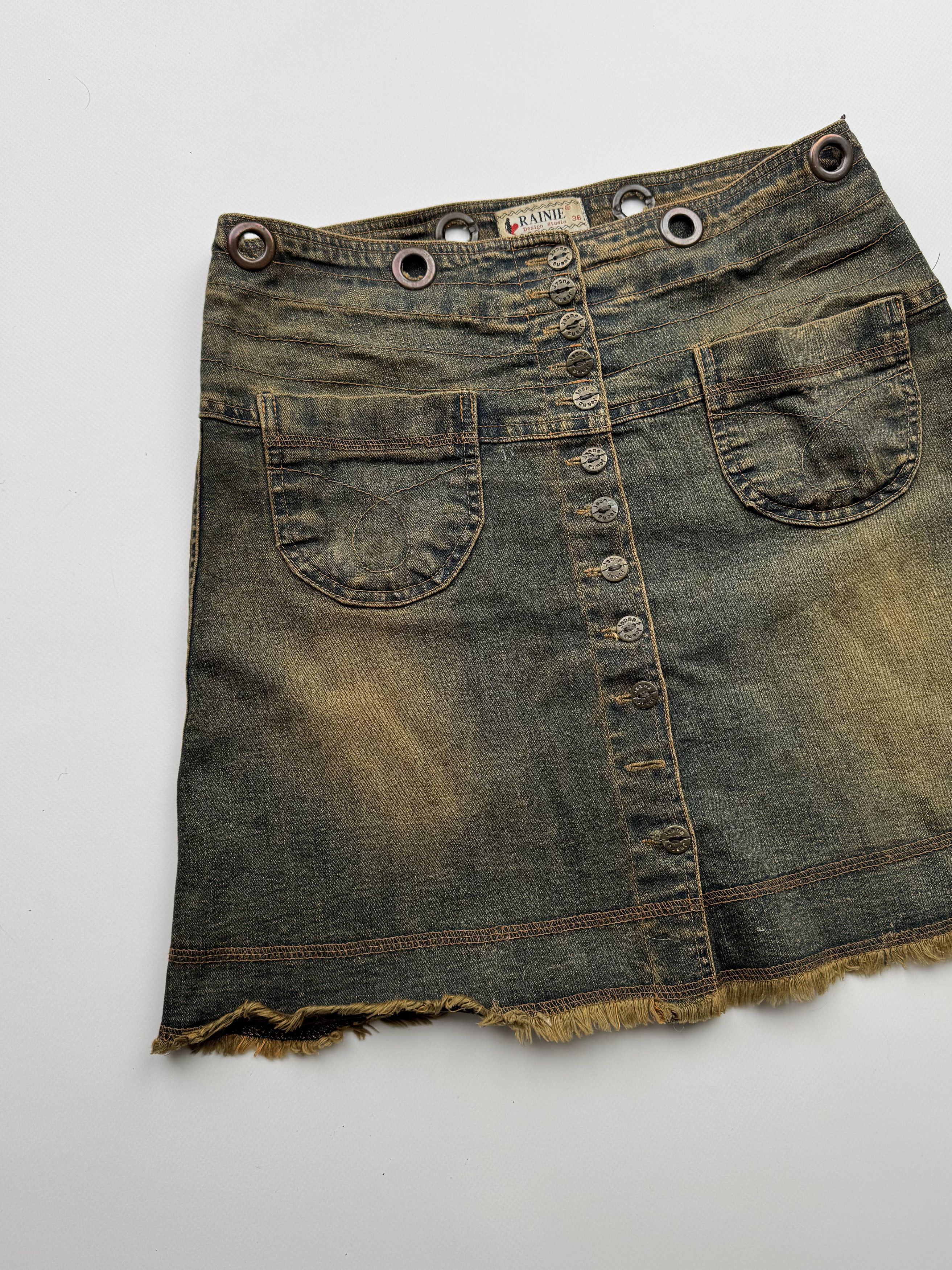Vintage Vintage Faded Mini Skirt B163(V207)E2 Size 26" / US 2 / IT 38 - 2 Thumbnail