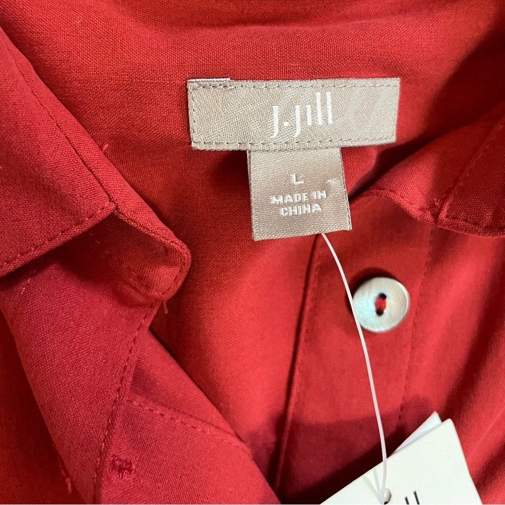 J. Jill NWT New J.Jill Silk Red Long Sleeve Shirt Dress Size L Size L / US 10 / IT 46 - 7 Thumbnail