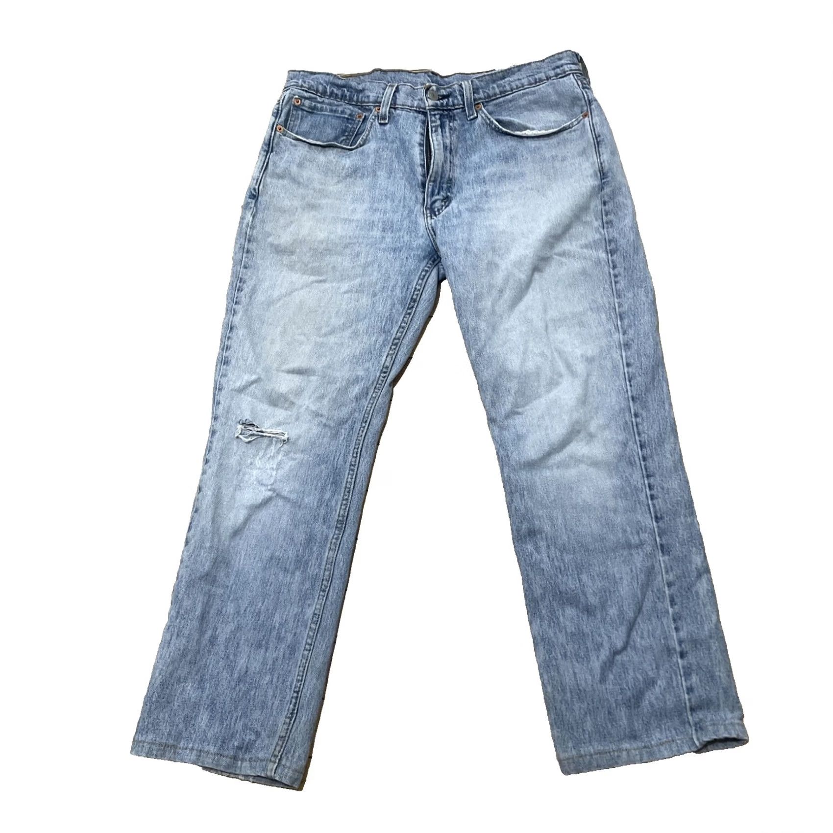 Levi's Levi's Jeans 514 Jeans Men 34x30 26" Light Blue Distressed Slim School Sk8 Denim Size US 34 / EU 50 - 2 Thumbnail