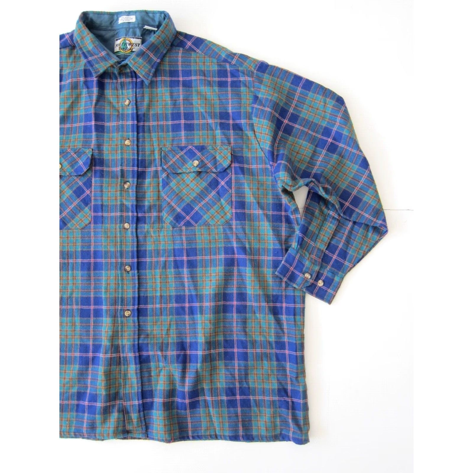 Vintage Vintage Northwest Territory Long Sleeve Button Down Shirt 3X Green Plaid Men Shirt Mens Big & Tall Size US XXL / EU 58 / 5 - 7 Thumbnail