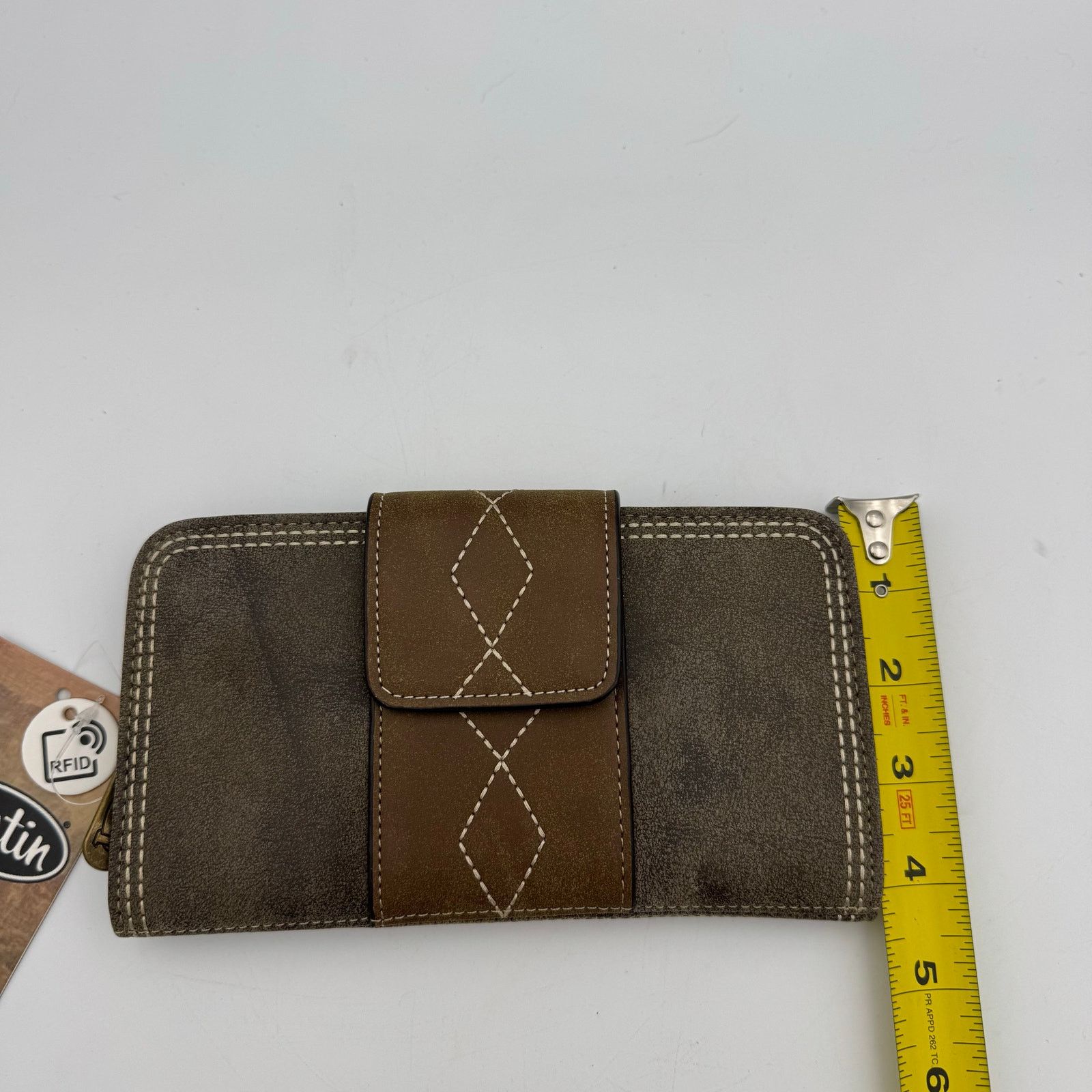 Justin Justin RFID Western Wallet Brown Tan Diamond Stitch Bifold Size ONE SIZE - 10 Thumbnail