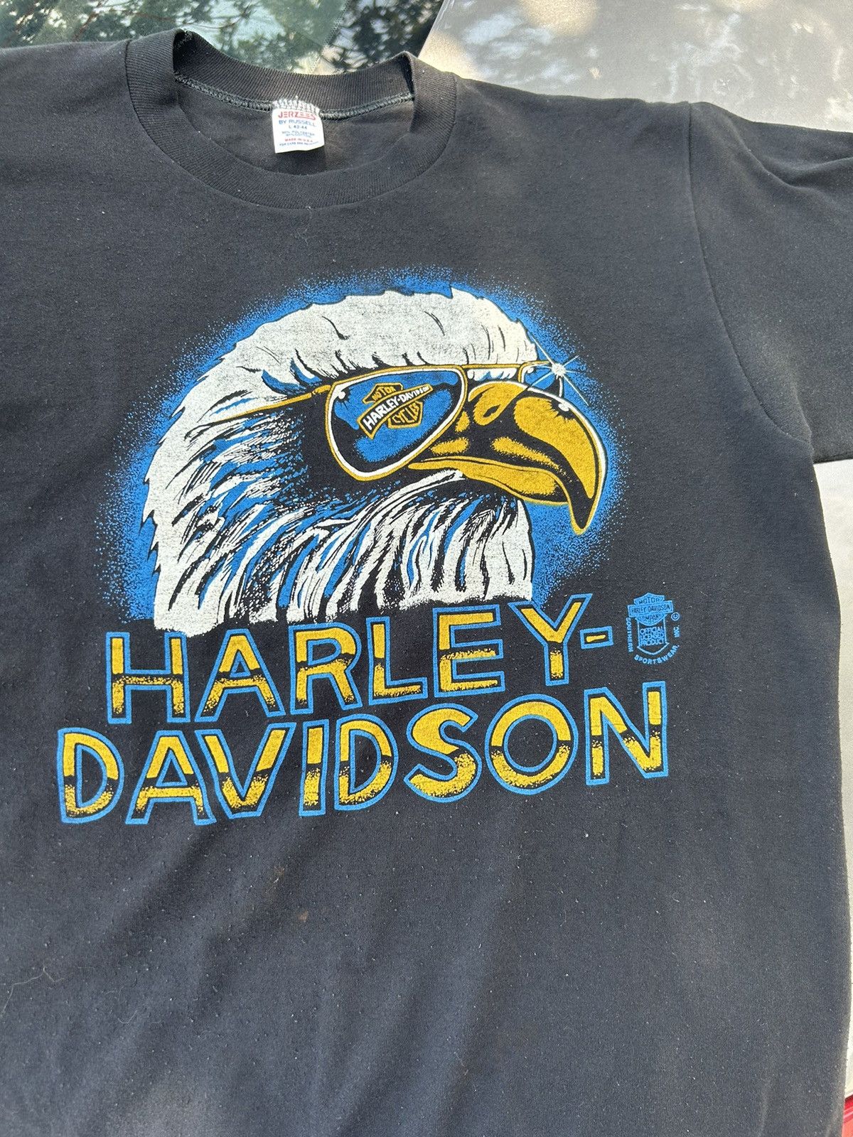 Harley Davidson × Vintage Rare 80s Harley Davidson eagle glasses shirt Size US L / EU 52-54 / 3 - 1 Thumbnail