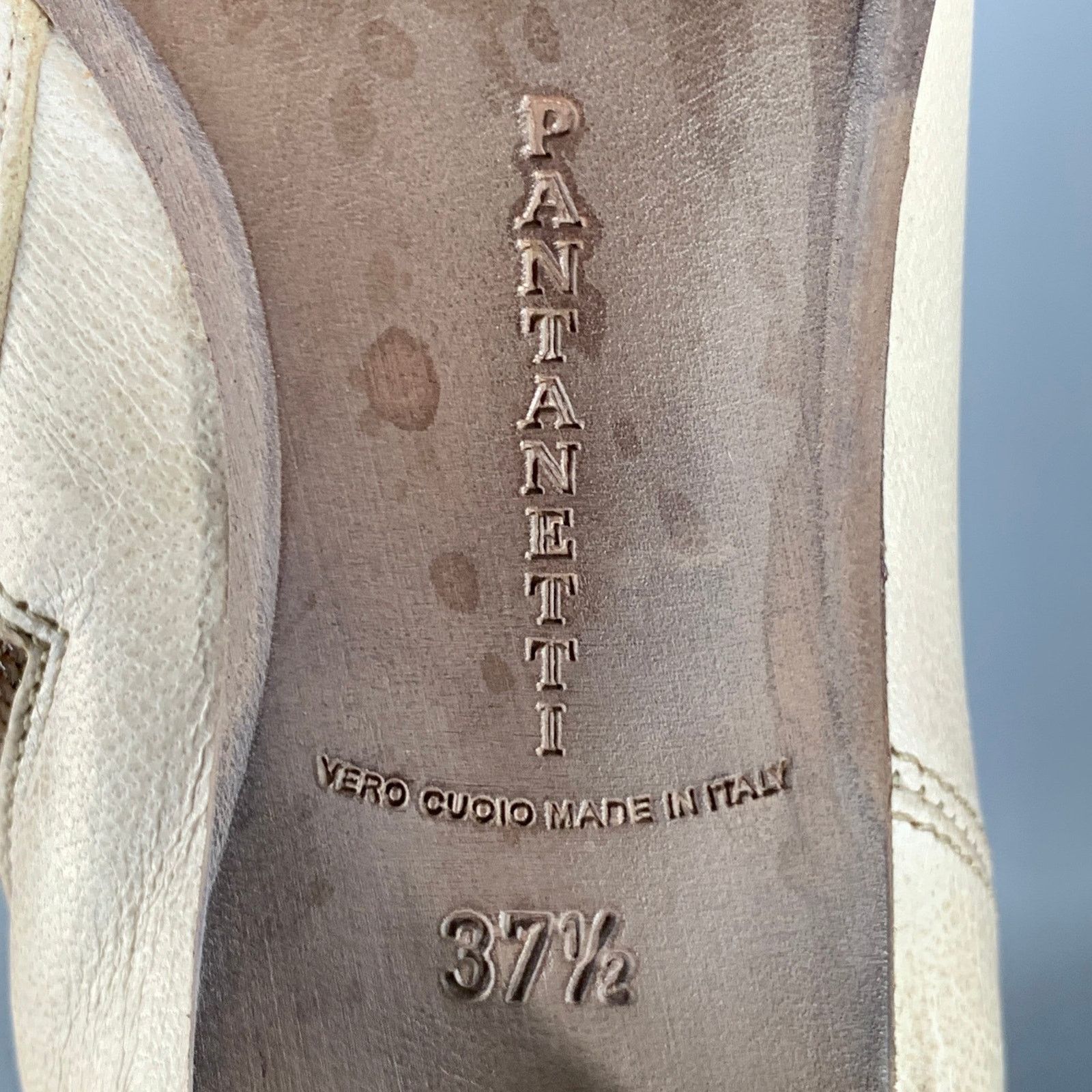 Pantanetti PANTANETTI Beige Leather Stacked Heel Calf High Boots Size US 7.5 / IT 37.5 - 7 Thumbnail