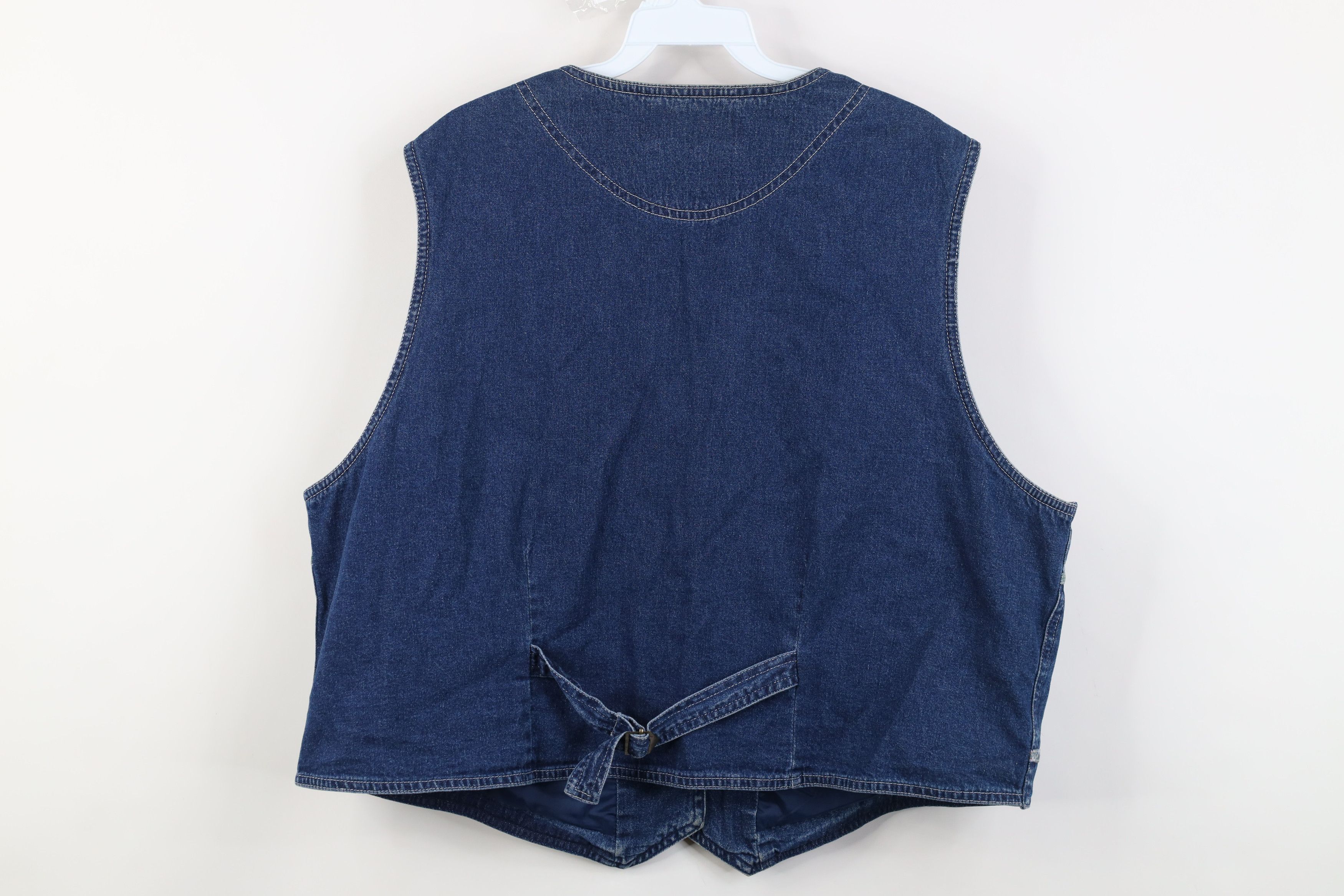 Vintage Vintage 90s Streetwear Striped Buckle Back Denim Vest Jacket Size XXL / US 16-18 / IT 52-54 - 12 Thumbnail