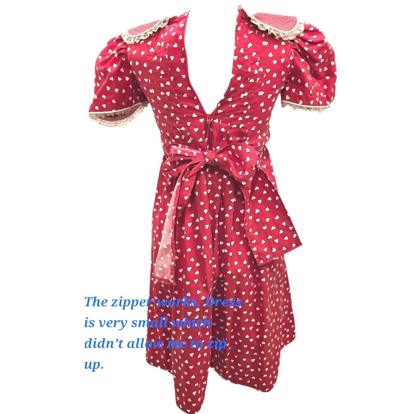 Handmade VTG 70s 80s Handmade Heart Print Prairie Dress XS Size XS / US 0-2 / IT 36-38 - 4 Thumbnail