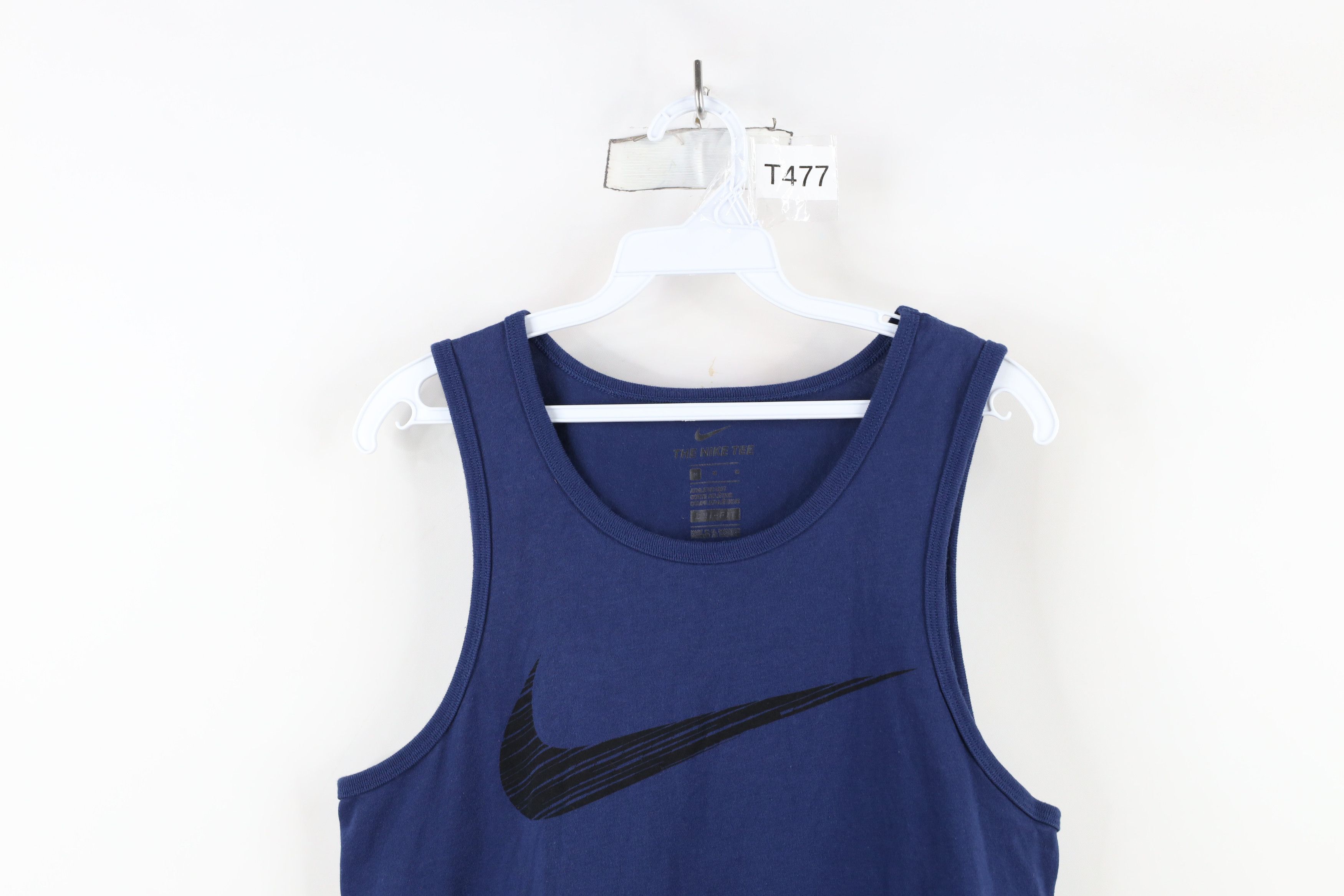 Nike × Vintage Nike Cut Faded Big Swoosh Logo Tank Top T-Shirt Navy Blue Size US M / EU 48-50 / 2 - 2 Thumbnail