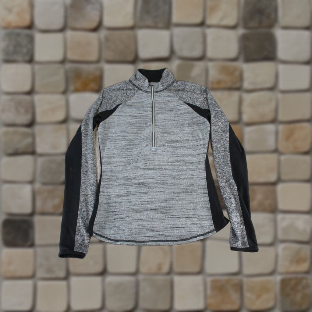 Athleta ATHLETA Womens Small Gray Black Running Half Zip Sweater Activewear Long Sleeve Mock Neck Size S / US 4 / IT 40 - 1 Thumbnail