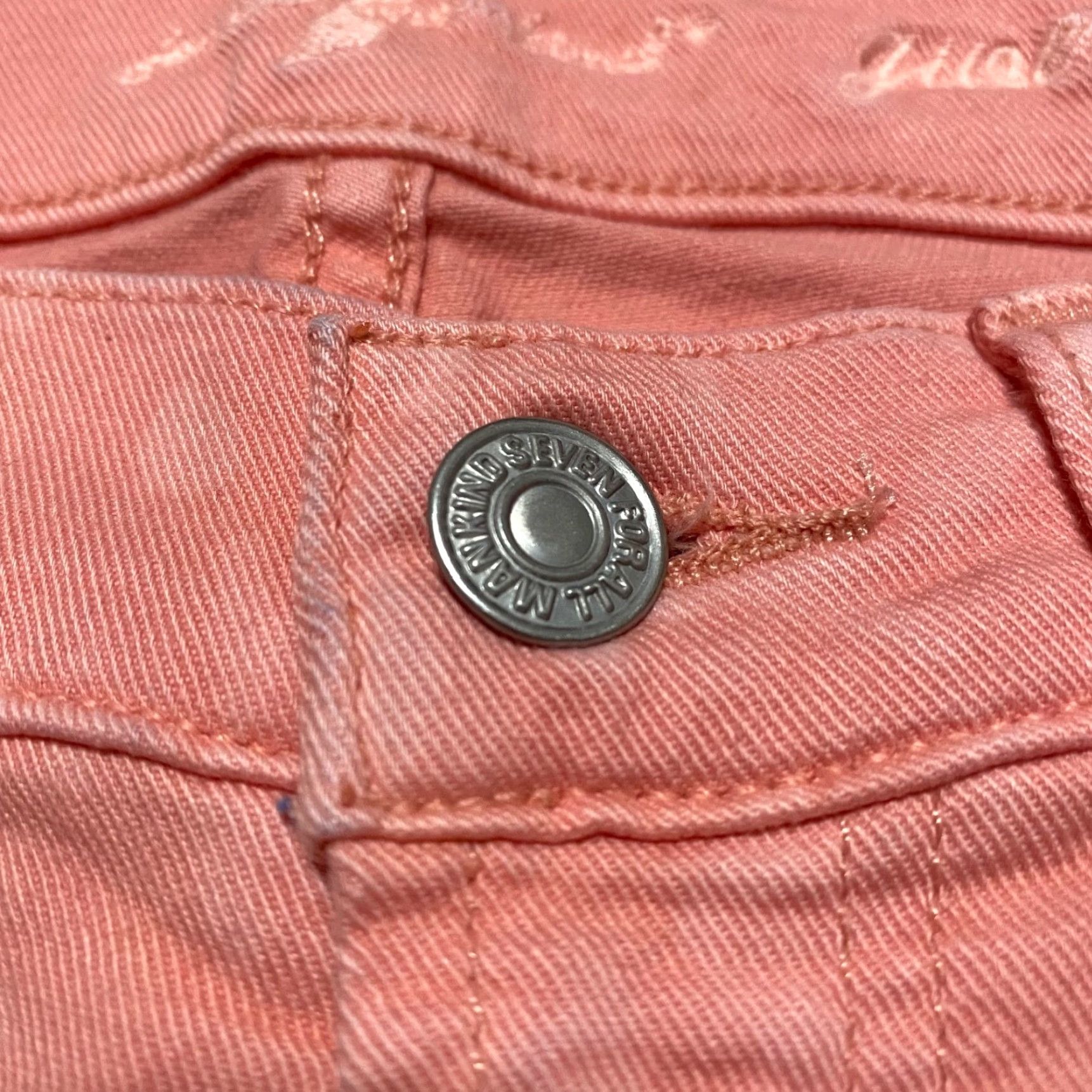7 For All Mankind 7 For All Mankind Jeans Womens 26 Pink Jacquard Skinny Low Rise Gwenevere Size 26" / US 2 / IT 38 - 4 Thumbnail