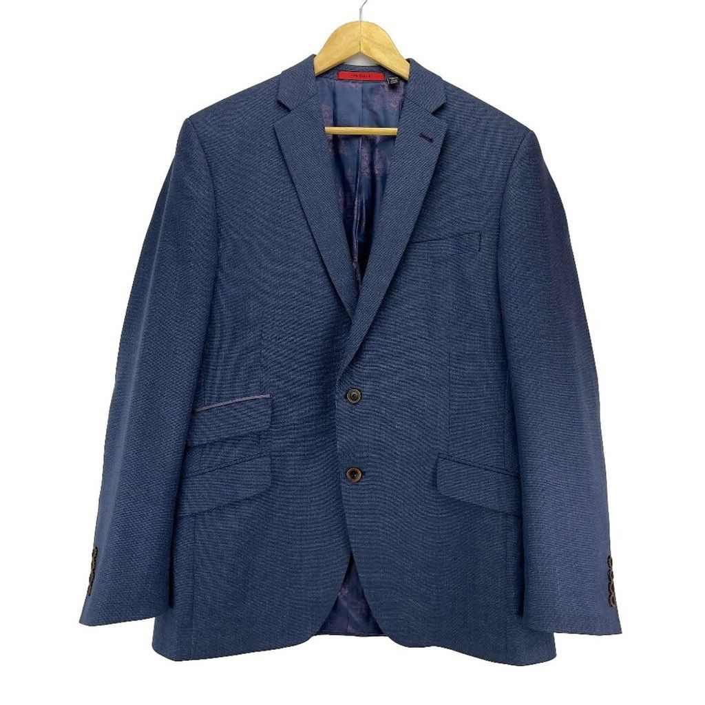 Ted Baker TED BAKER LONDON No Ordinary Joe Wool Blend Blue Blazer Size 44L - 2 Thumbnail