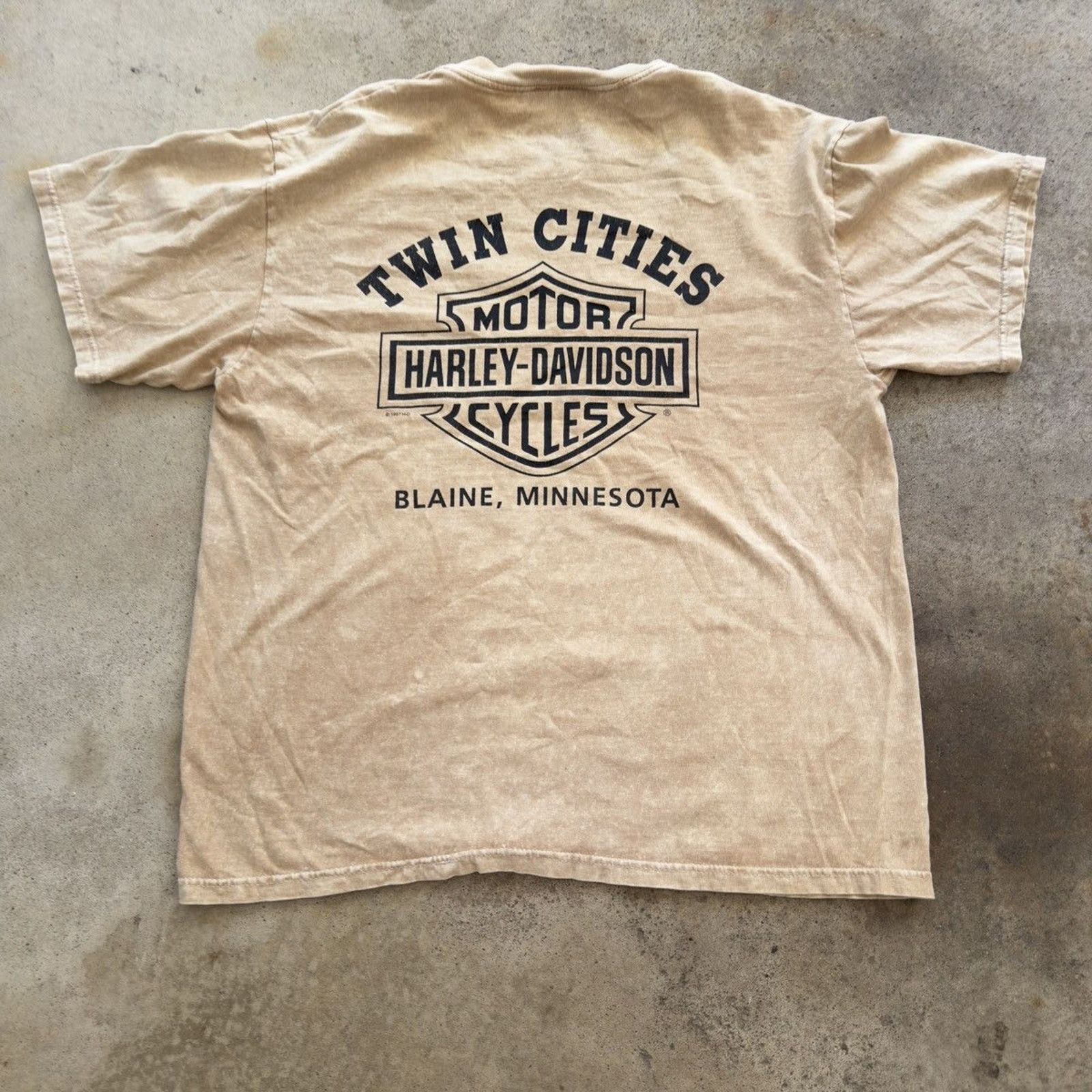 Harley Davidson Harley Faded Beige Logo Shirt ERD Grunge Chrome WCC Biker Size US L / EU 52-54 / 3 - 13 Thumbnail