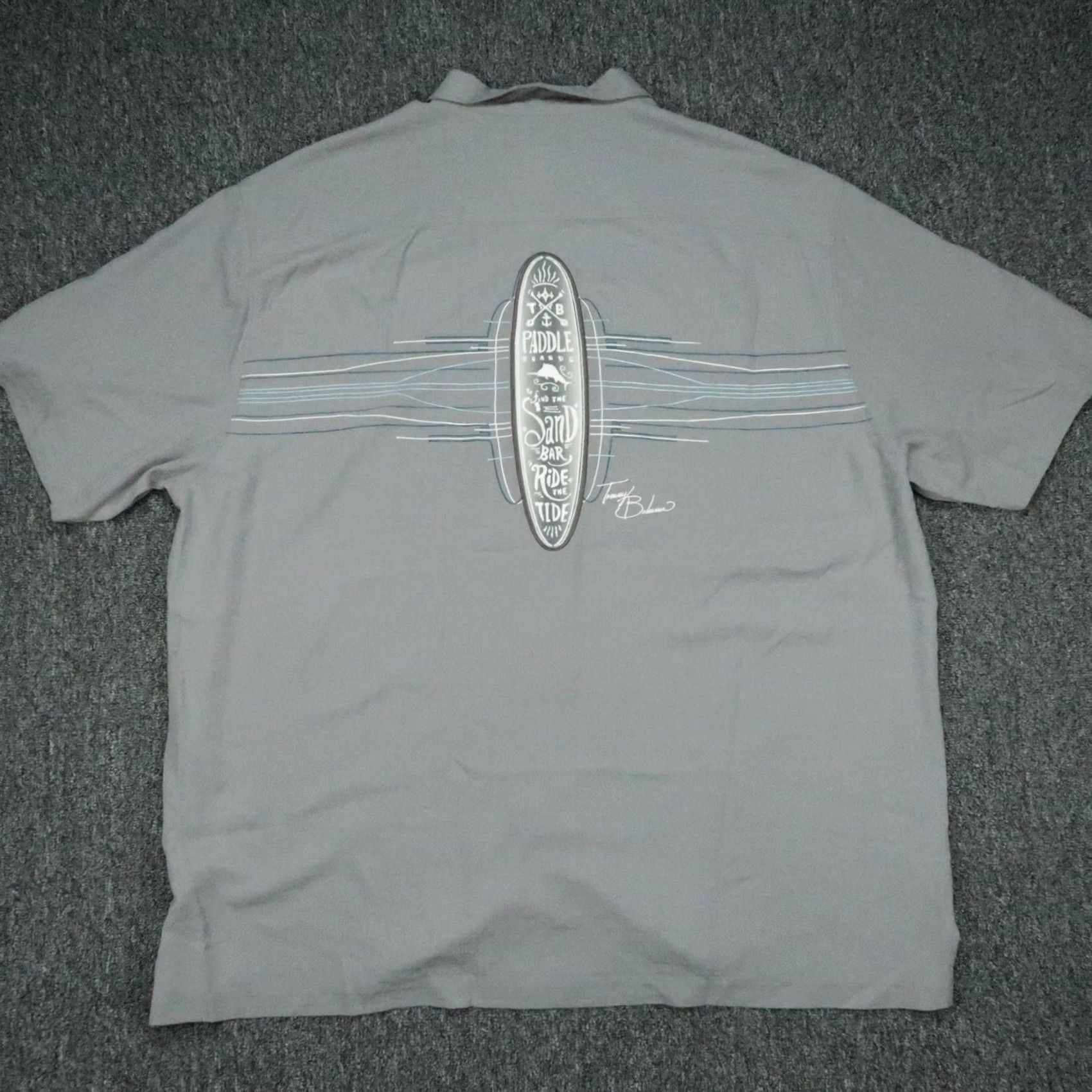 Tommy Bahama Tommy Bahama Shirt Mens XXL Gray Surf Paddle Board Short Sleeve Silk Beach Size US XXL / EU 58 / 5 - 2 Thumbnail