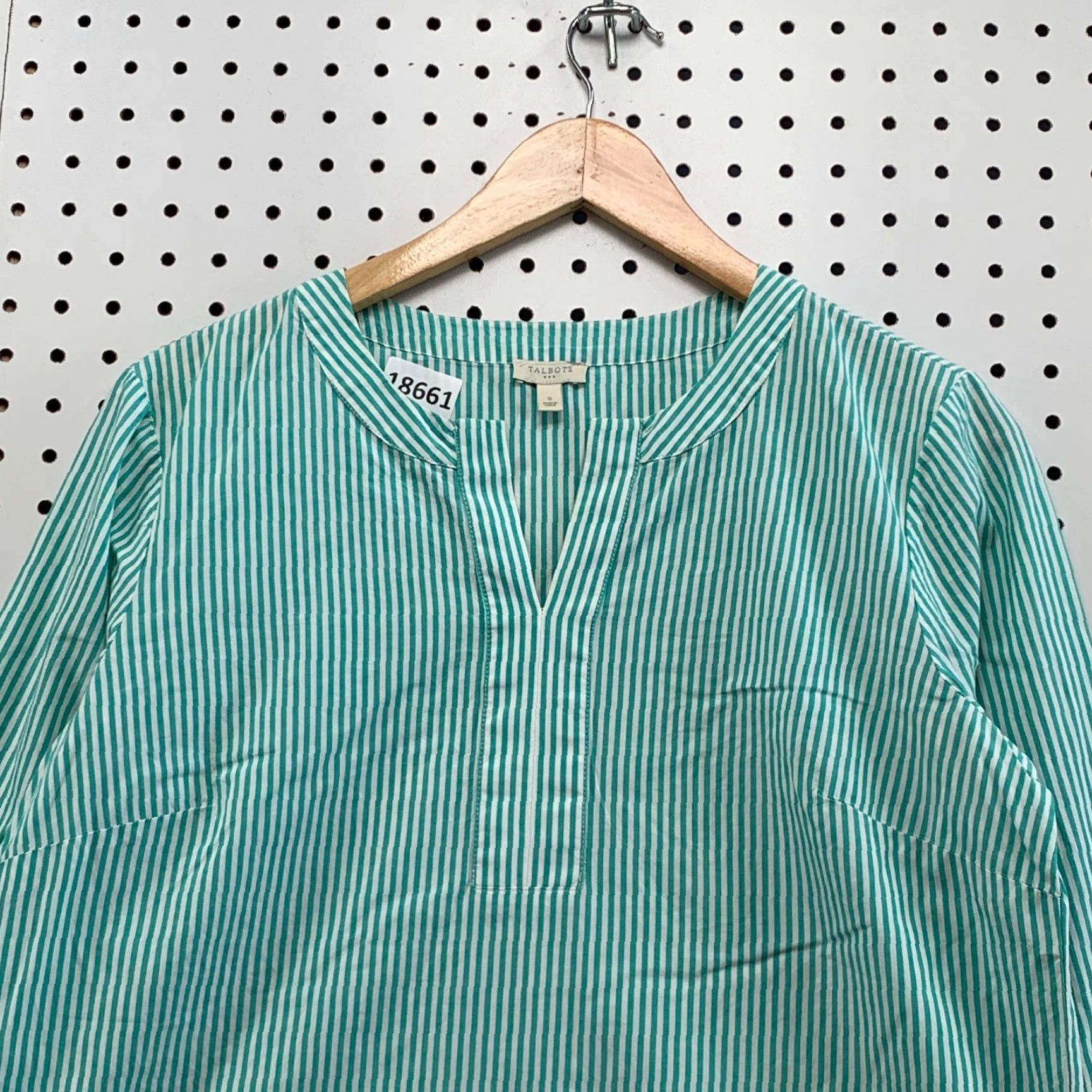 Talbots Talbots Womens Tunic Shirt Striped Bell Sleeve White Green Small Size S Adult Women Size S / US 4 / IT 40 - 2 Thumbnail