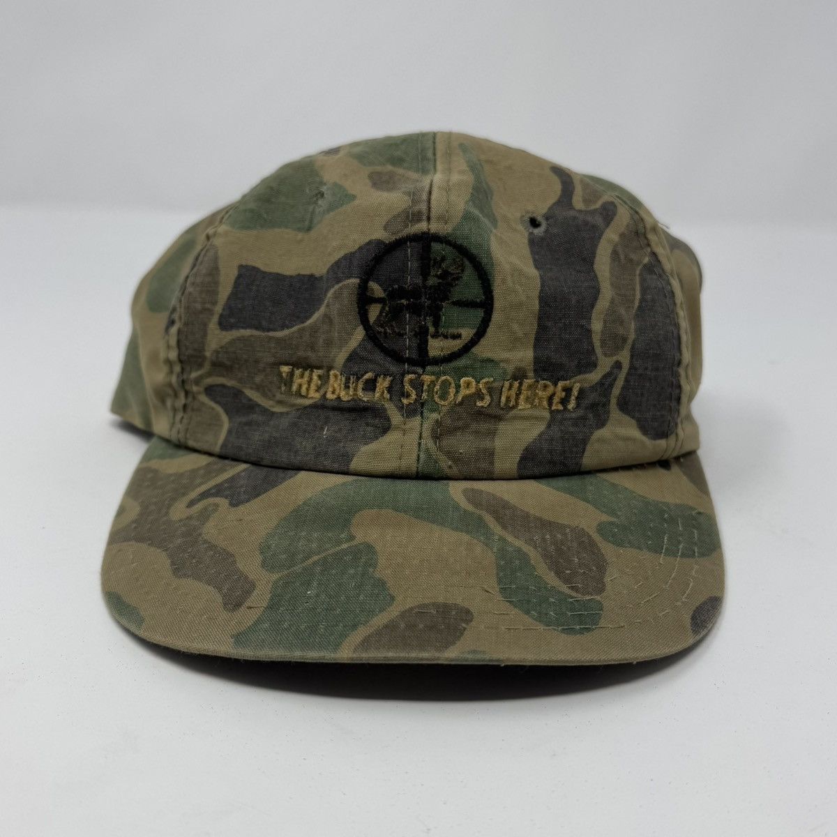 Vintage Vintage 90s Camouflage The Buck Stops Here Snapback Hat OSFA Size ONE SIZE - 1 Thumbnail