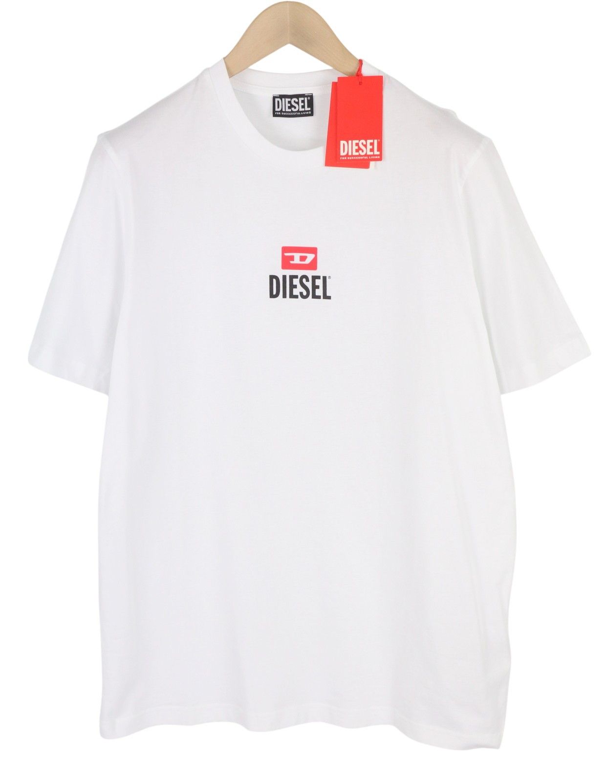 Diesel T-JUST-SMALL-NEW D LOGO L White Crew T-Shirt 41174 Size US L / EU 52-54 / 3 - 1 Thumbnail