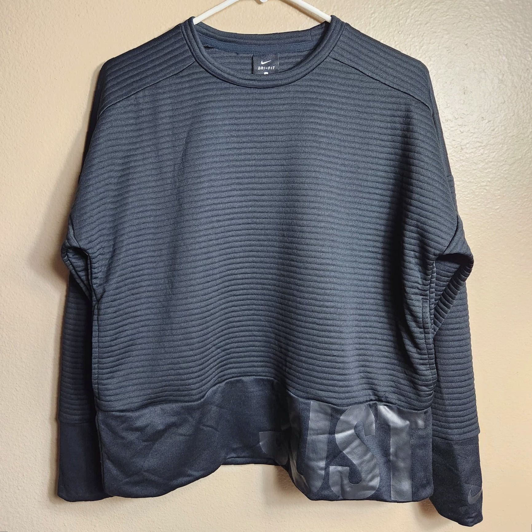 Nike Nike Dri-Fit Training Womens Black Crew Top Rib-Quilted Sweatshirt-Size S Size S / US 4 / IT 40 - 2 Thumbnail