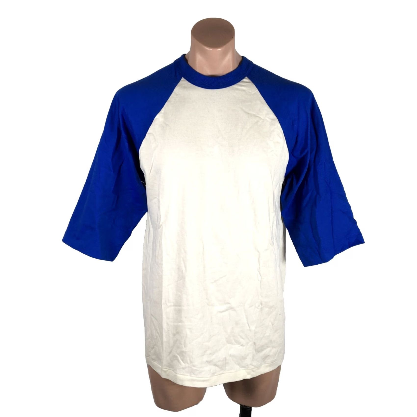 Fruit Of The Loom 80s 90s FRUIT OF THE LOOM BASEBALL RINGER Shirt USA MADE M Blank Blue Raglan - Vintage Classic Size US M / EU 48-50 / 2 - 2 Thumbnail
