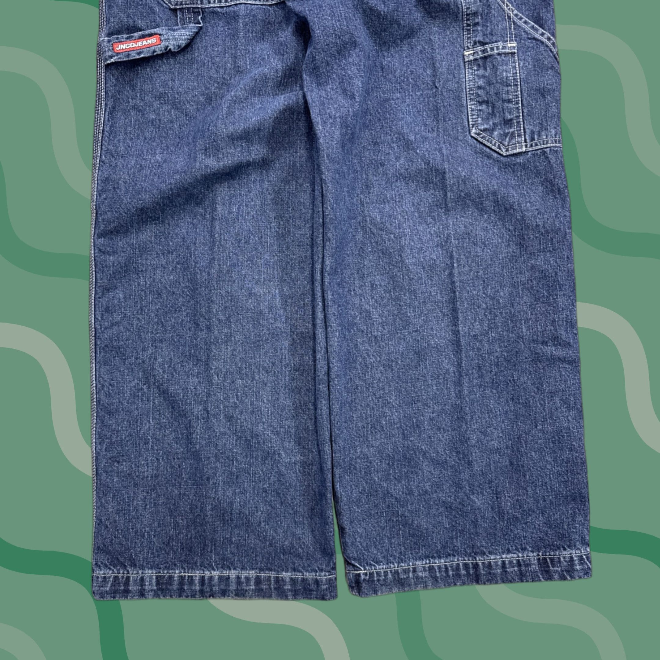 JNCO VINTAGE JNCO Jeans mens 33 x 30 Baggy Wide-Leg Crown Carpenter Skater 90s Grunge Jeans Mens Regular Blue Cotton Denim Embroidered Logo Vintage JNCO Size US 33 - 1 Thumbnail