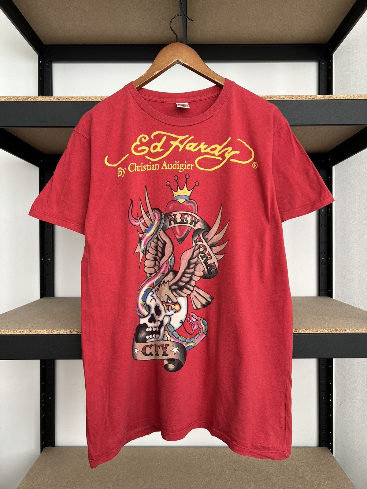 Ed Hardy Ed Hardy Christian Audigier Eagle Skull Y2k Red T-shirt Size US L / EU 52-54 / 3 - 1 Thumbnail