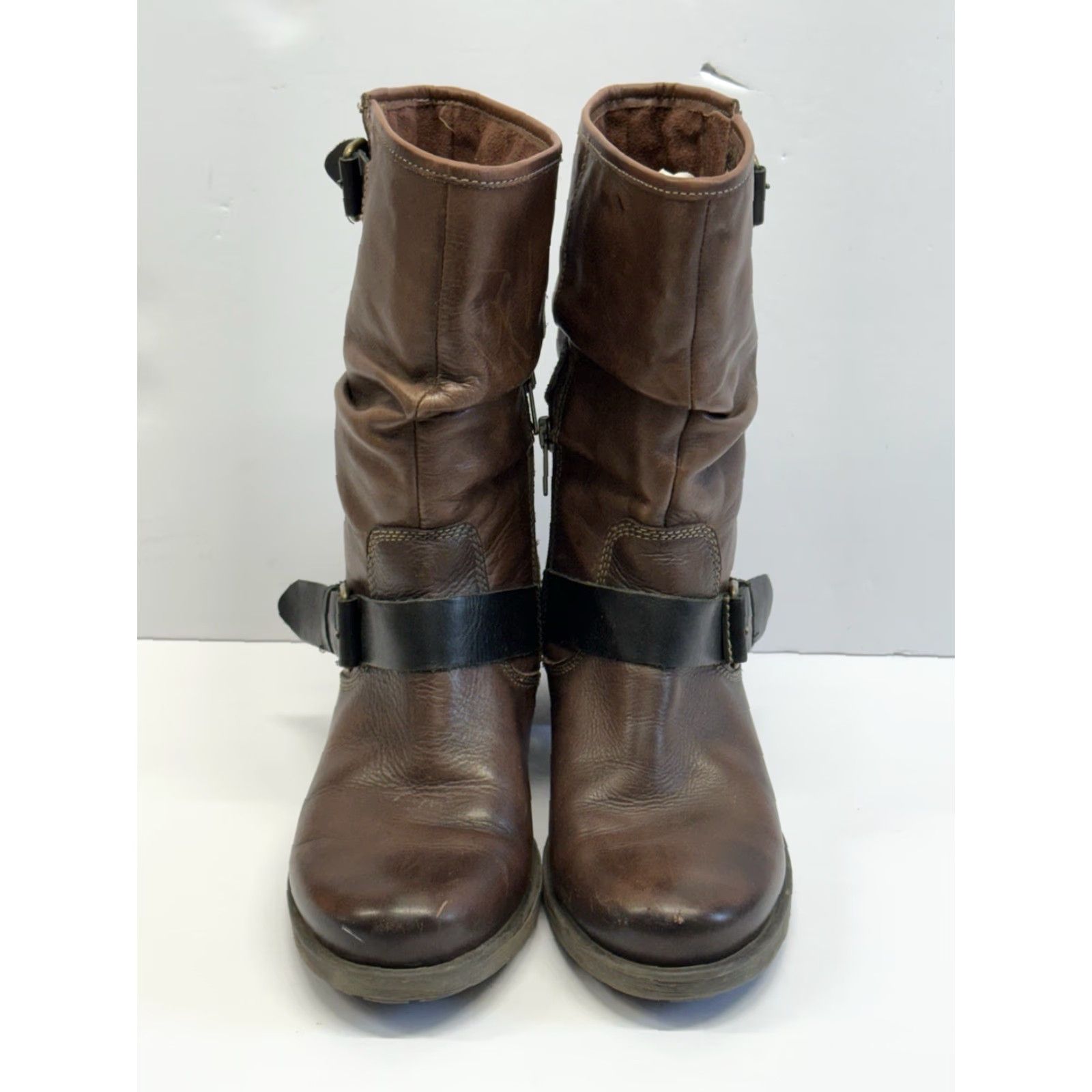 Vintage VINTAGEPikolinos Le Mans Mid Calf Slouch Leather Brown Boots Buckle Womens EU Size 37 Size US 7 / IT 37 - 3 Thumbnail