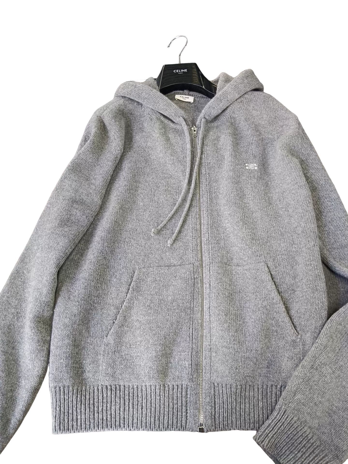 Celine Celine Triomphe Embroidery Zip Hoodie Gray M Size US M / EU 48-50 / 2 - 1 Thumbnail